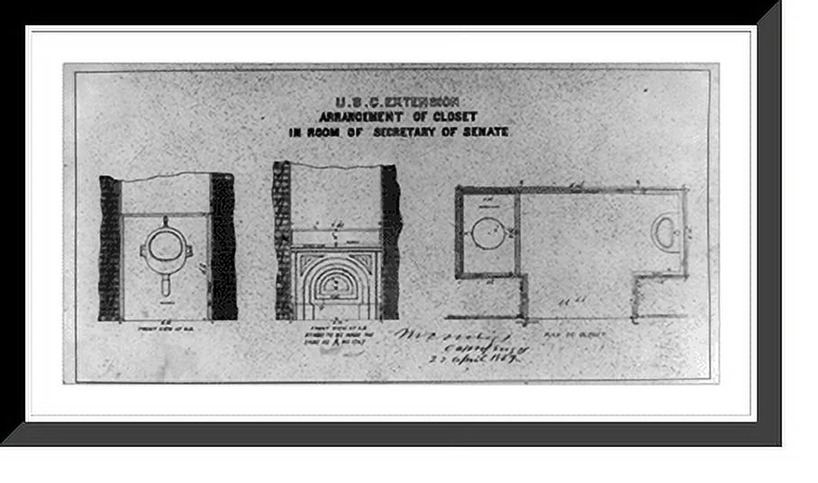 Historic Framed Print, Arrangement of closet in room of Secretary of Senate, 17-7/8