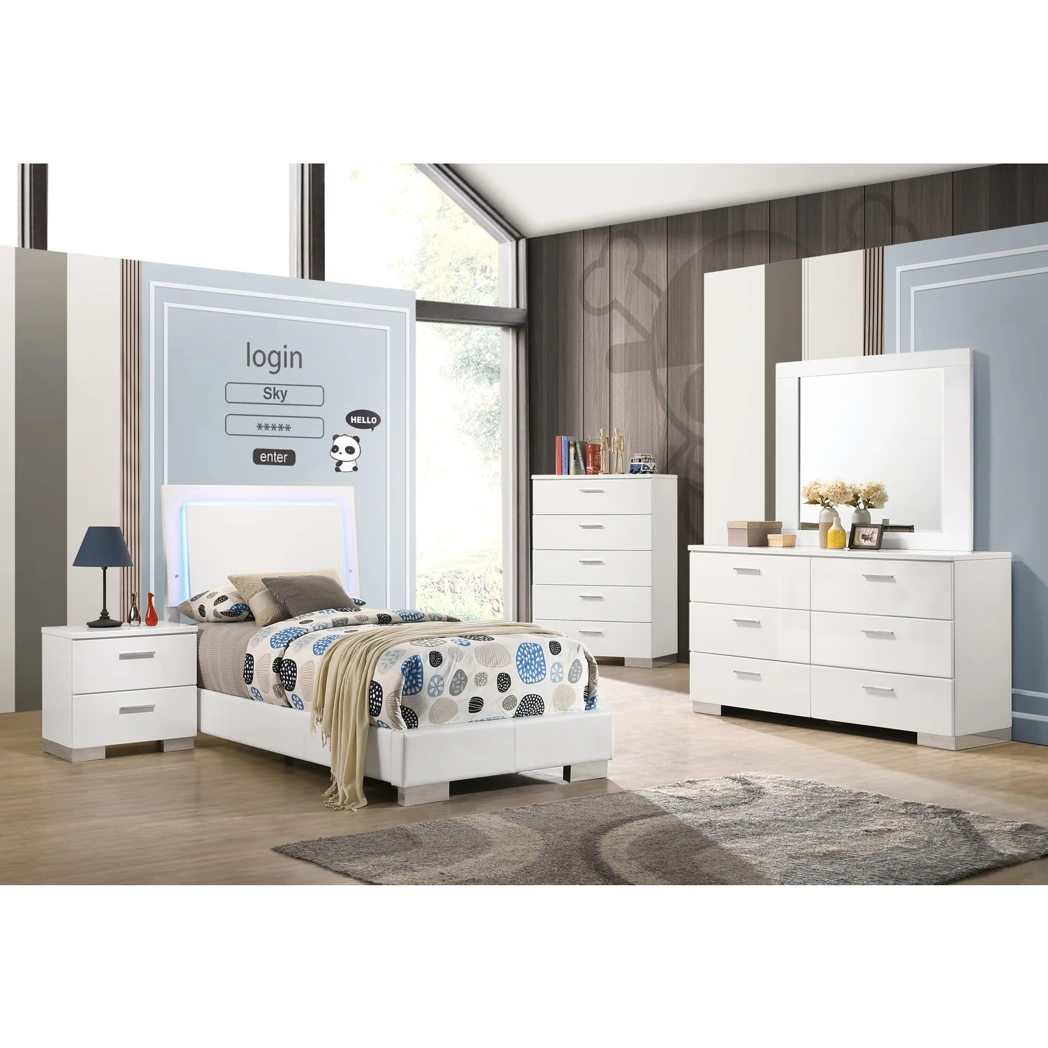 Coaster Felicity 4-Piece Faux Leather Twin Bedroom Set in White
