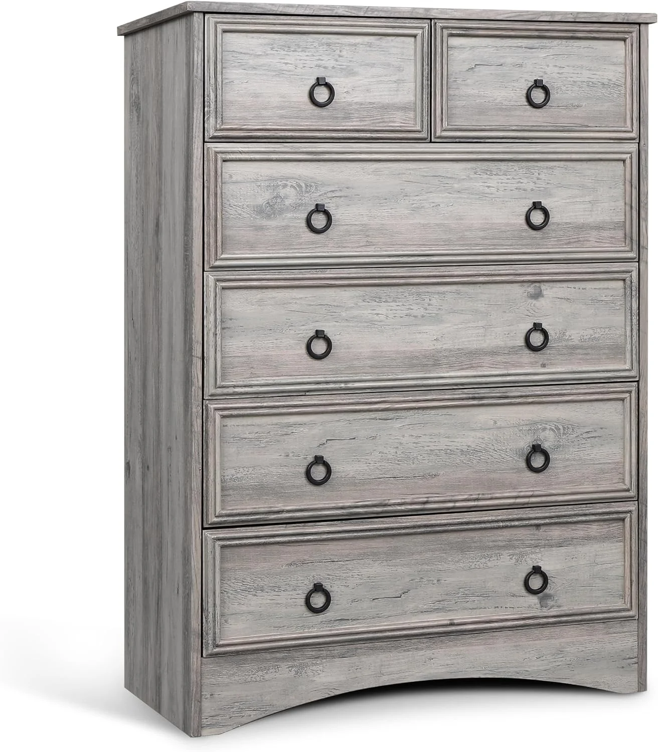 TJUNBOLIFE Tall Dresser Grey for Bedroom Wood 6 Chest Drawers 6 Drawer Dresser for Clothes Narrow Large Drawers Vintage for Living Room Bedroom Hallway
