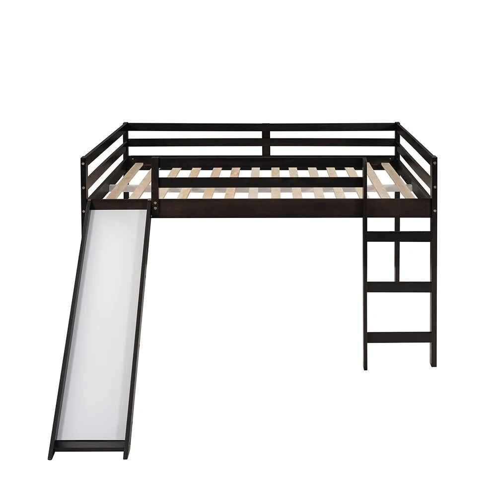 Full Size Multifunctional Loft Bed with Slide and Ladder