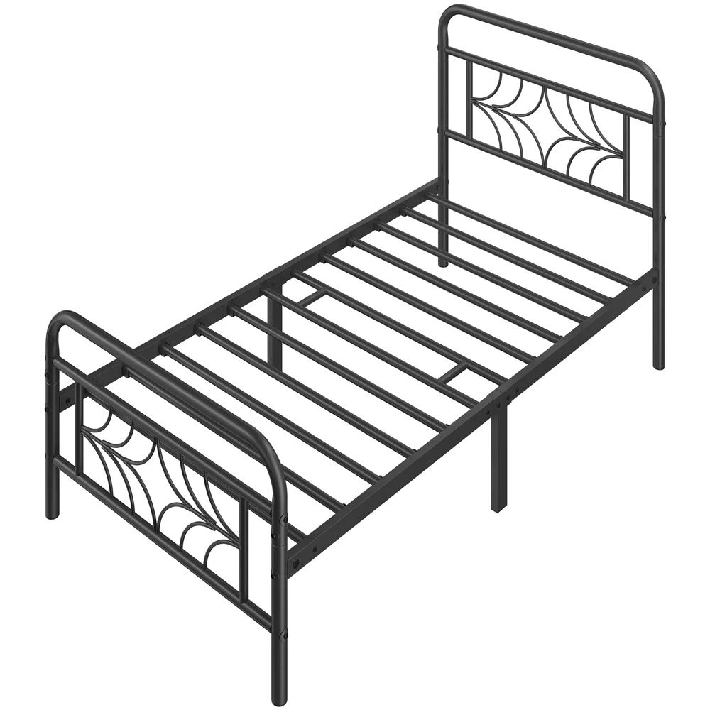 Easyfashion Astra Sparkling Star-Inspired Design Metal Bed, Twin, Black