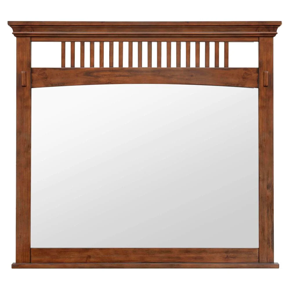 Sunset Trading Mission Bay Bedroom Dresser Mirror | Amish Brown Solid Wood Frame | Beveled Glass | Vertical Wall Hanging