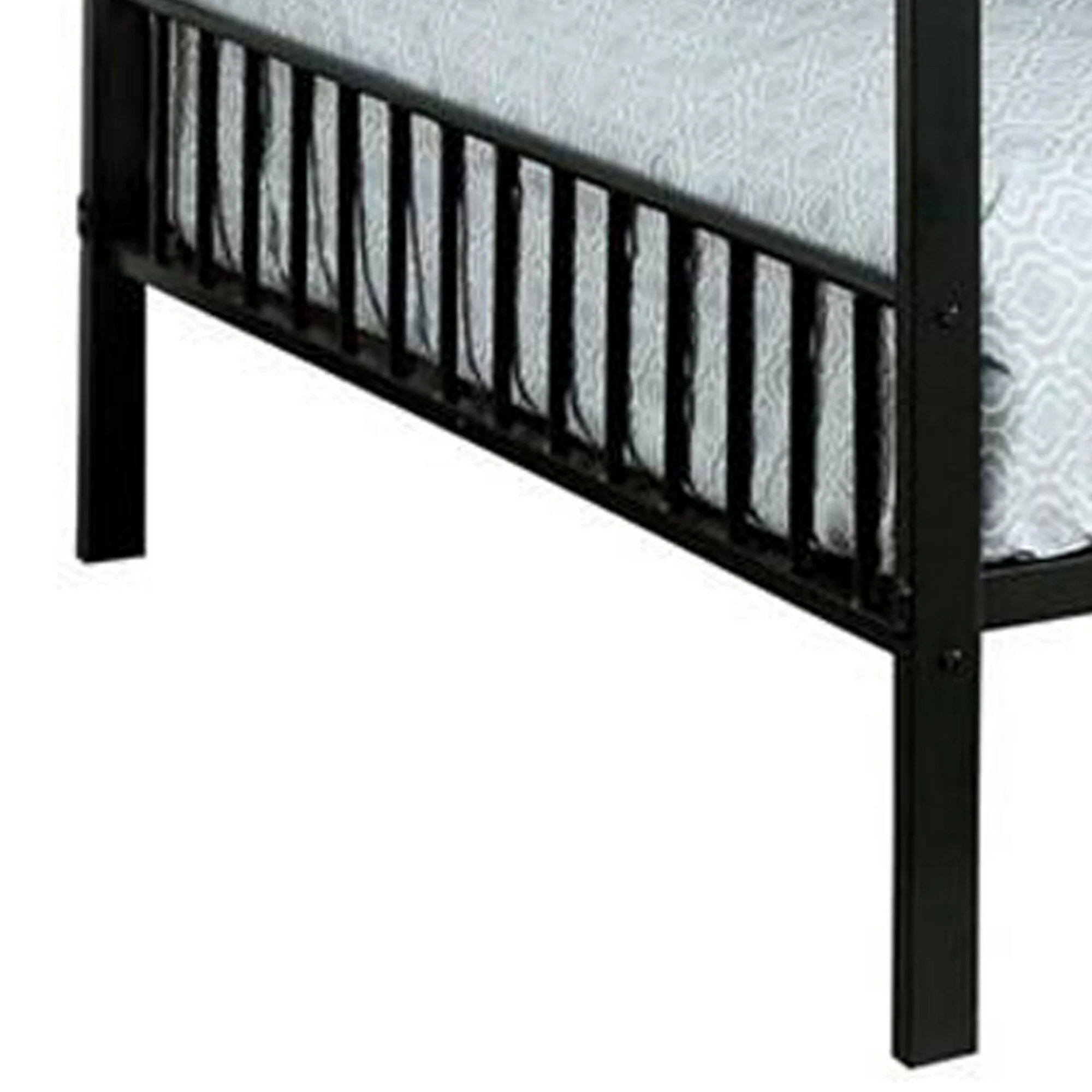 Slatted Design Metal Full Over Full Bunk Bed with Attached Ladder, Black