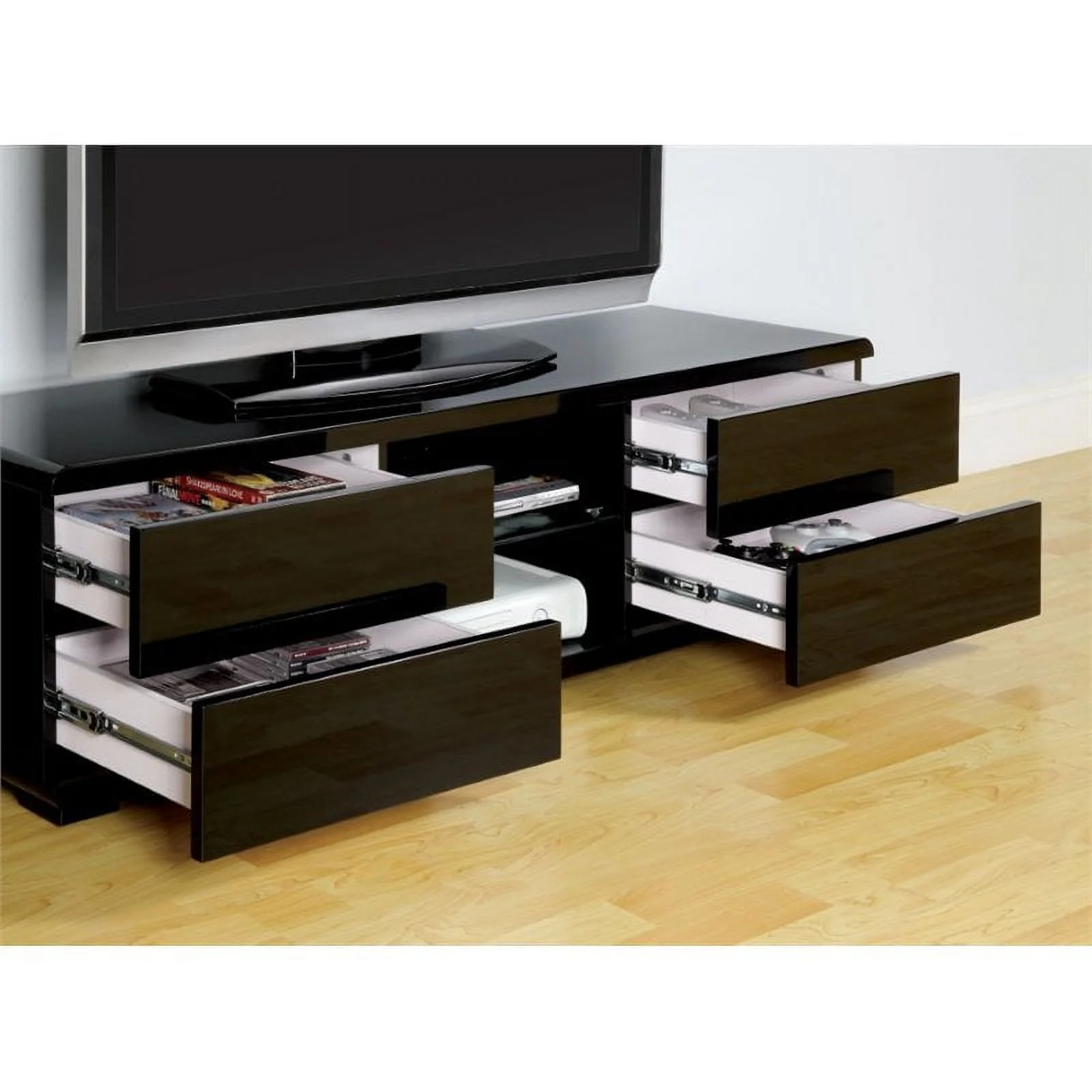 Furniture of America Nye Modern Wood 4-Drawer TV Stand in Black