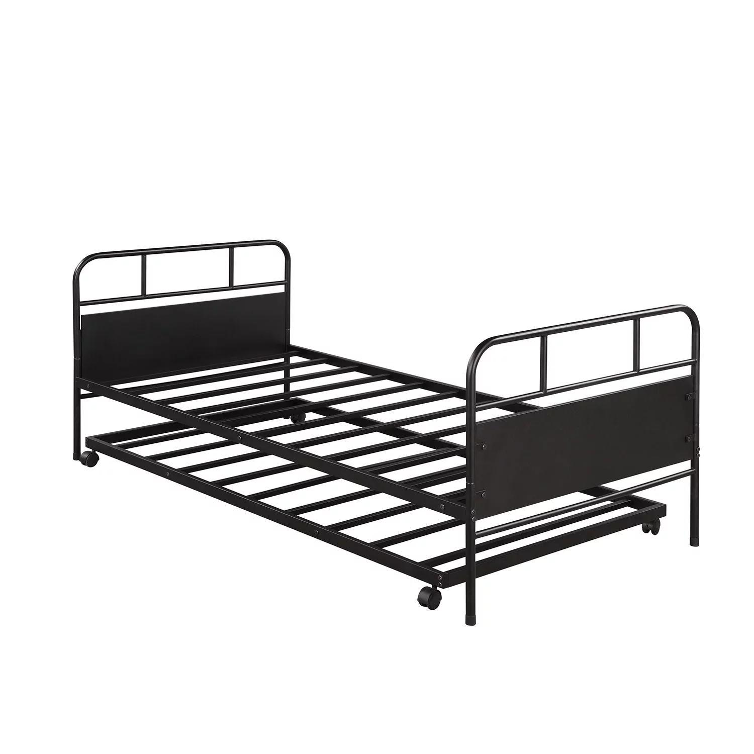 Nestfair Black Metal Twin Size Daybed Platform Bed with Trundle