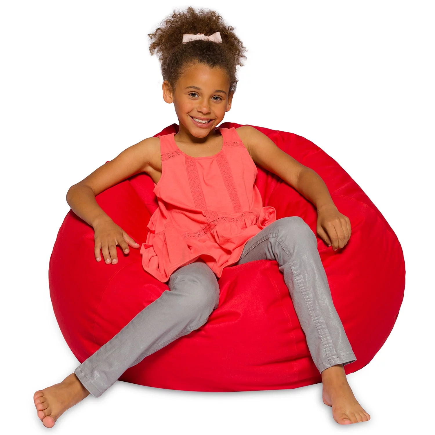 Posh Creations Bean Bag Chair, Soft Lounger, Kids, 3 ft, Red