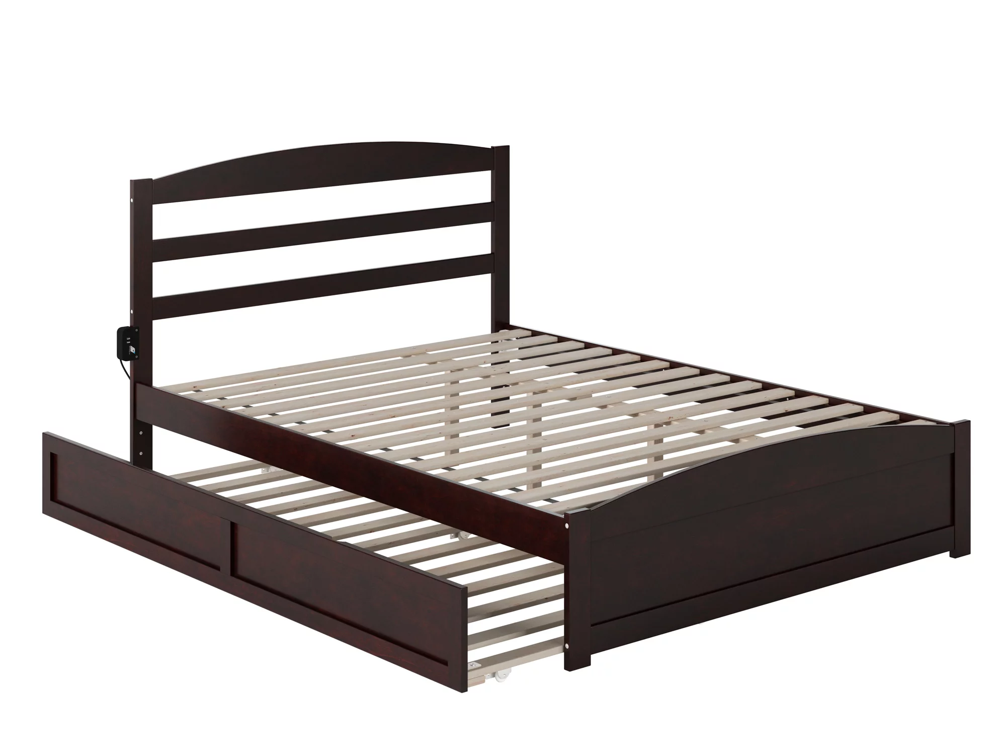 AFI Warren Queen Wood Platform Bed with Headboard Footboard & Twin XL Trundle, Espresso
