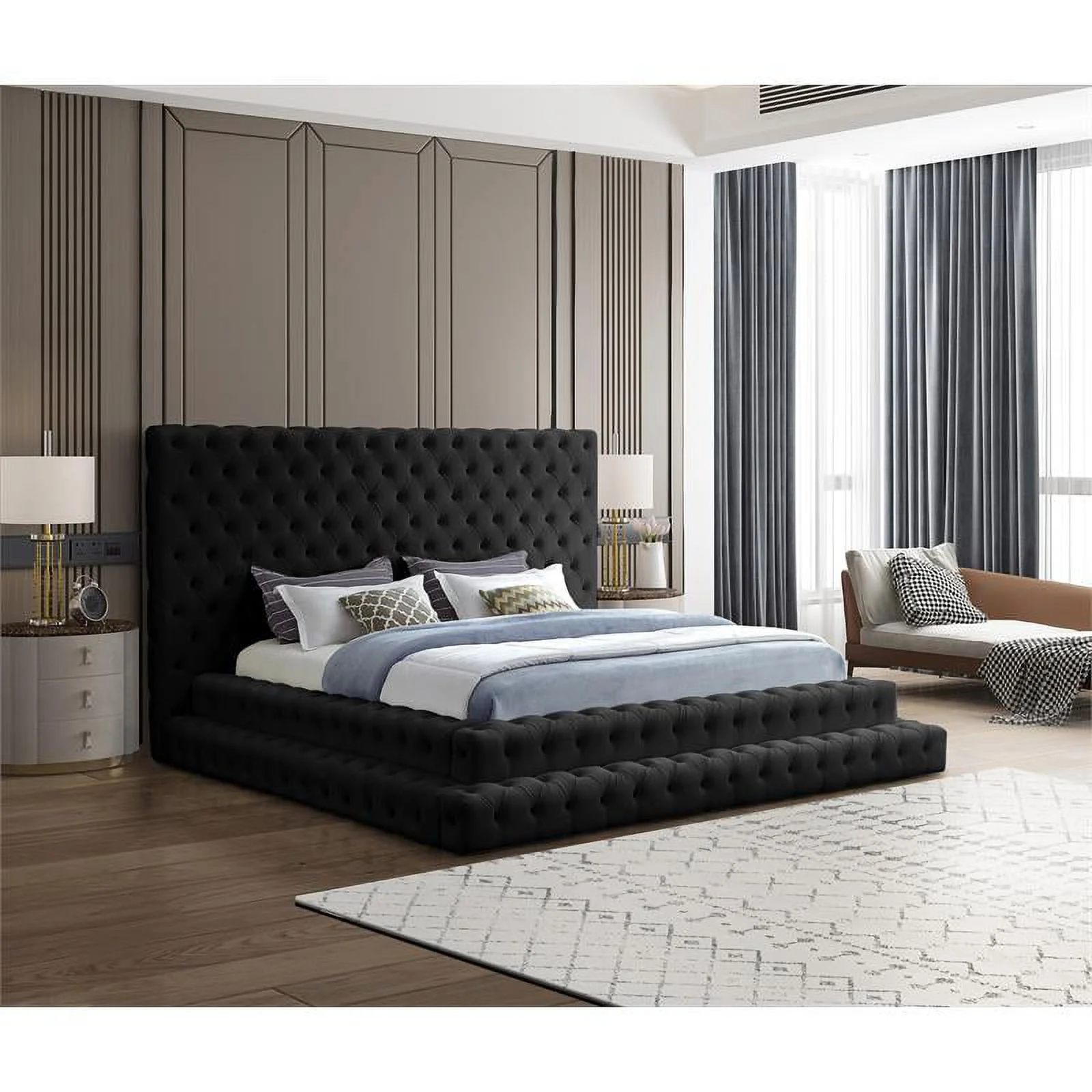 Meridian Furniture Revel Black Velvet King Bed