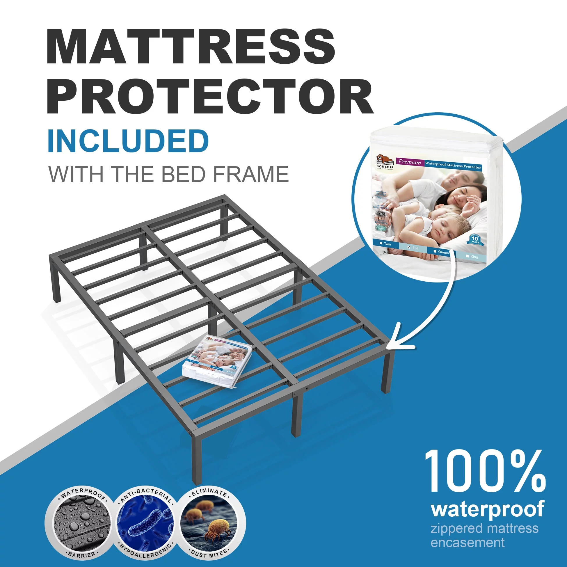 Nazhura Queen Size Metal Platform Bed Frame Mattress Foundation Black