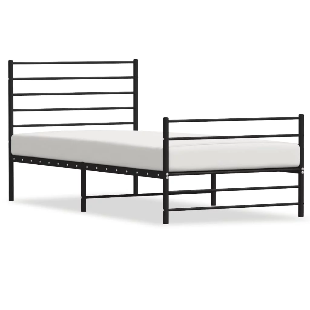 Irfora Metal Bed Frame with Headboard and Footboard Black 39.4