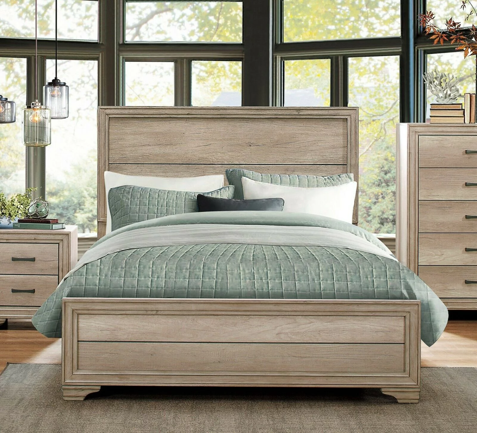 Contemporary Style 1pc Full Size Bed Natural Finish Melamine Laminate Rustic Aesthetic Bedroom Furniture