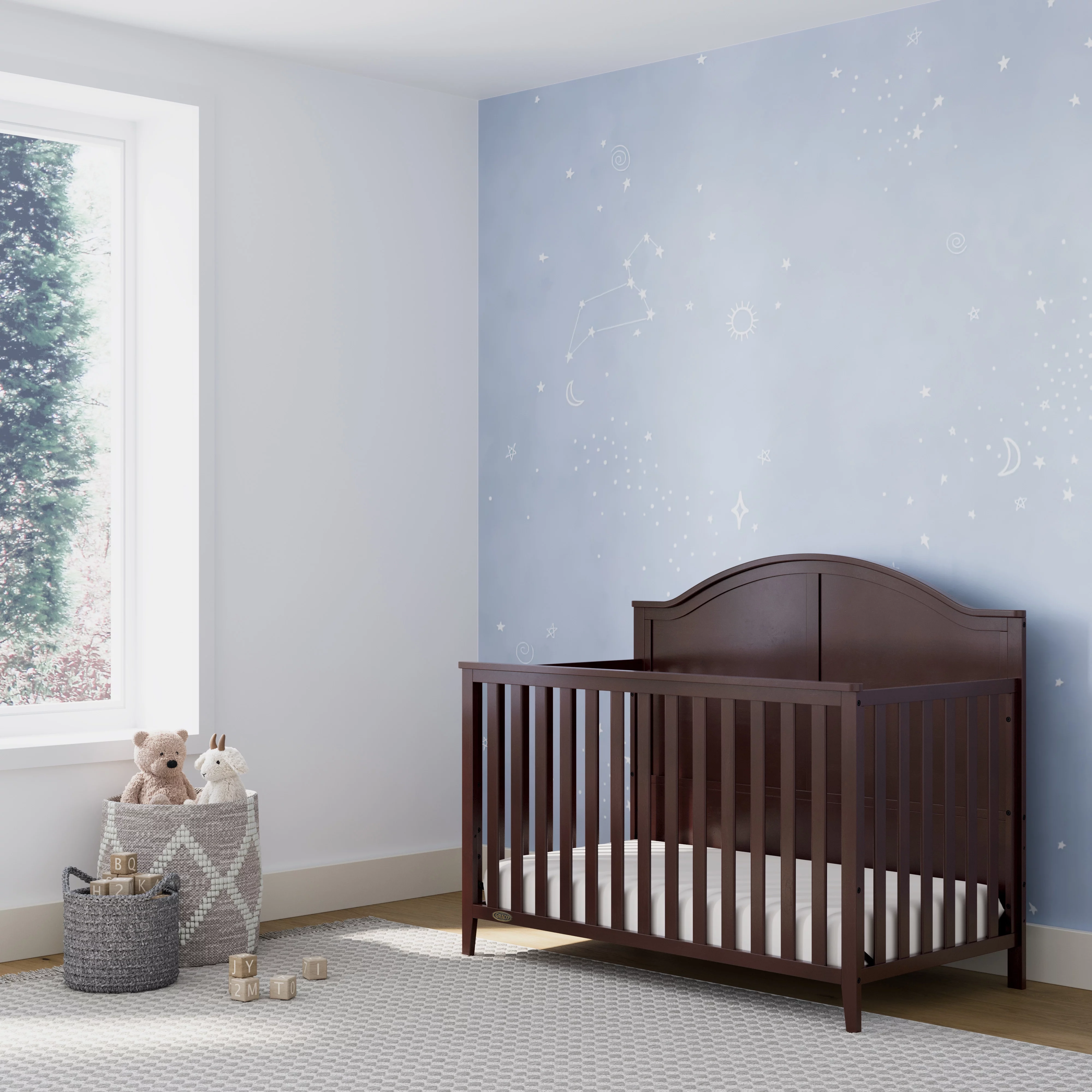 Graco Wilfred 5-in-1 Convertible Baby Crib, Espresso