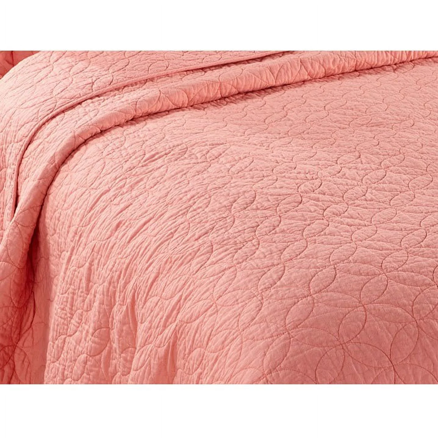 Laura Ashley Solid Collection Quilt Set-100% Cotton, Breathable, All Season Bedding with Matching Shams, Pre-Washed for Added Softness, Full/Queen, Coral Full/Queen Coral
