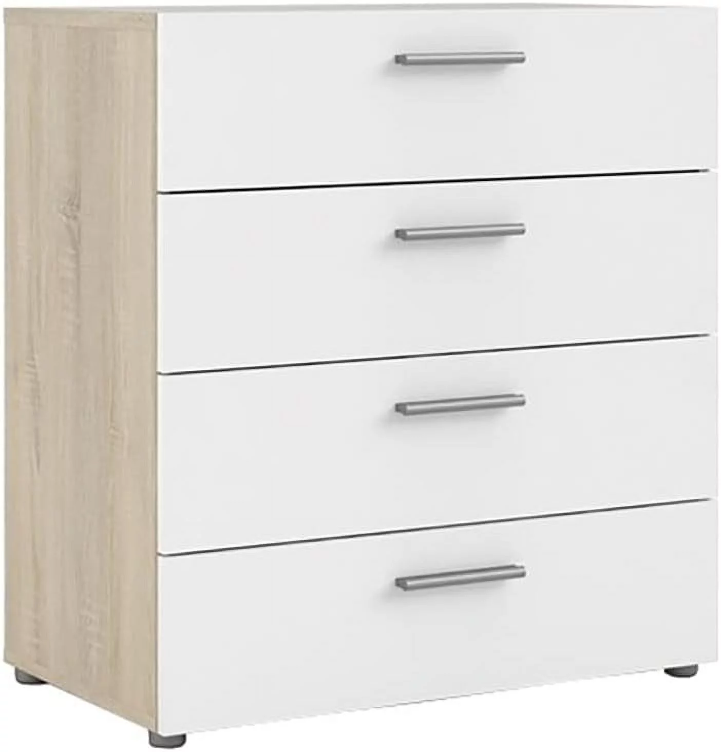 Modern 4 Drawer Chest/Bedroom Dresser In Oak Structure White High Gloss