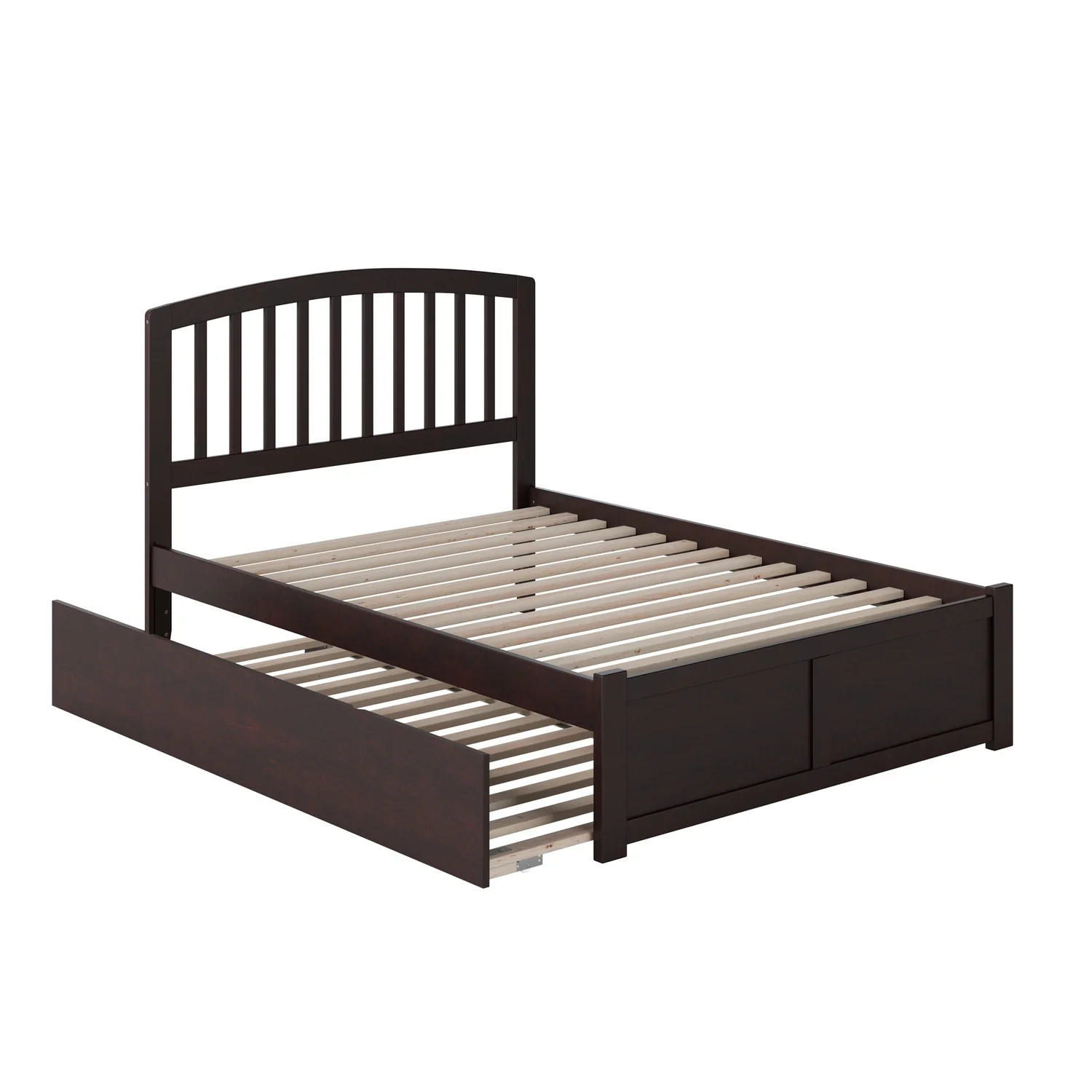 AFI Richmond Full Platform Bed with Flat Panel Footboard and Turbo Charger with Twin Size Urban Trundle-Finish:Espresso