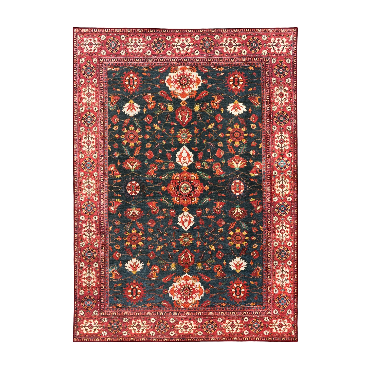 My Magic Carpet Machine Washable Area Rug Ramage Indigo 5X7