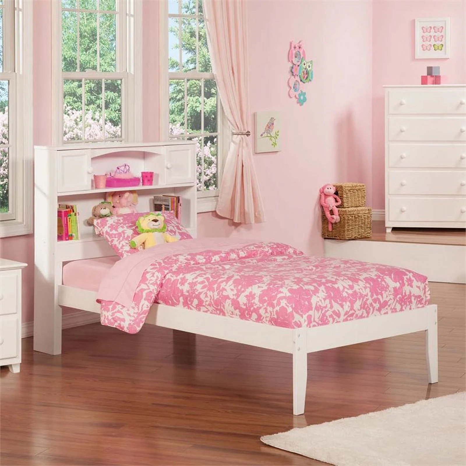 Leo & Lacey Contemporary/Modern Hardwood Storage Platform Bed, Twin, White