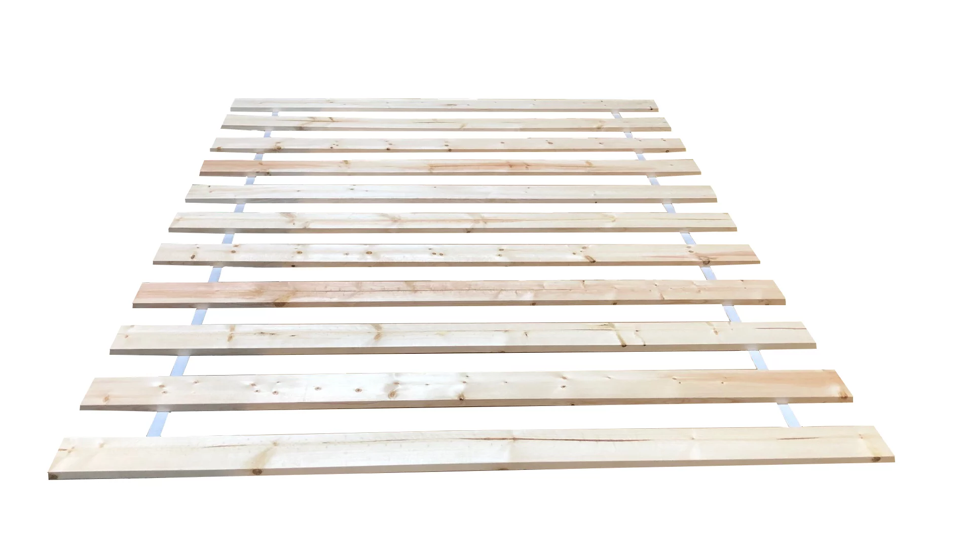 The Furniture King Platform Wood Bed Slats Queen Size Solid Base Plank Bed Frame Support Boards Modular Style Use With or Without a Box Spring Custom Width with Thick White Strap 62.25