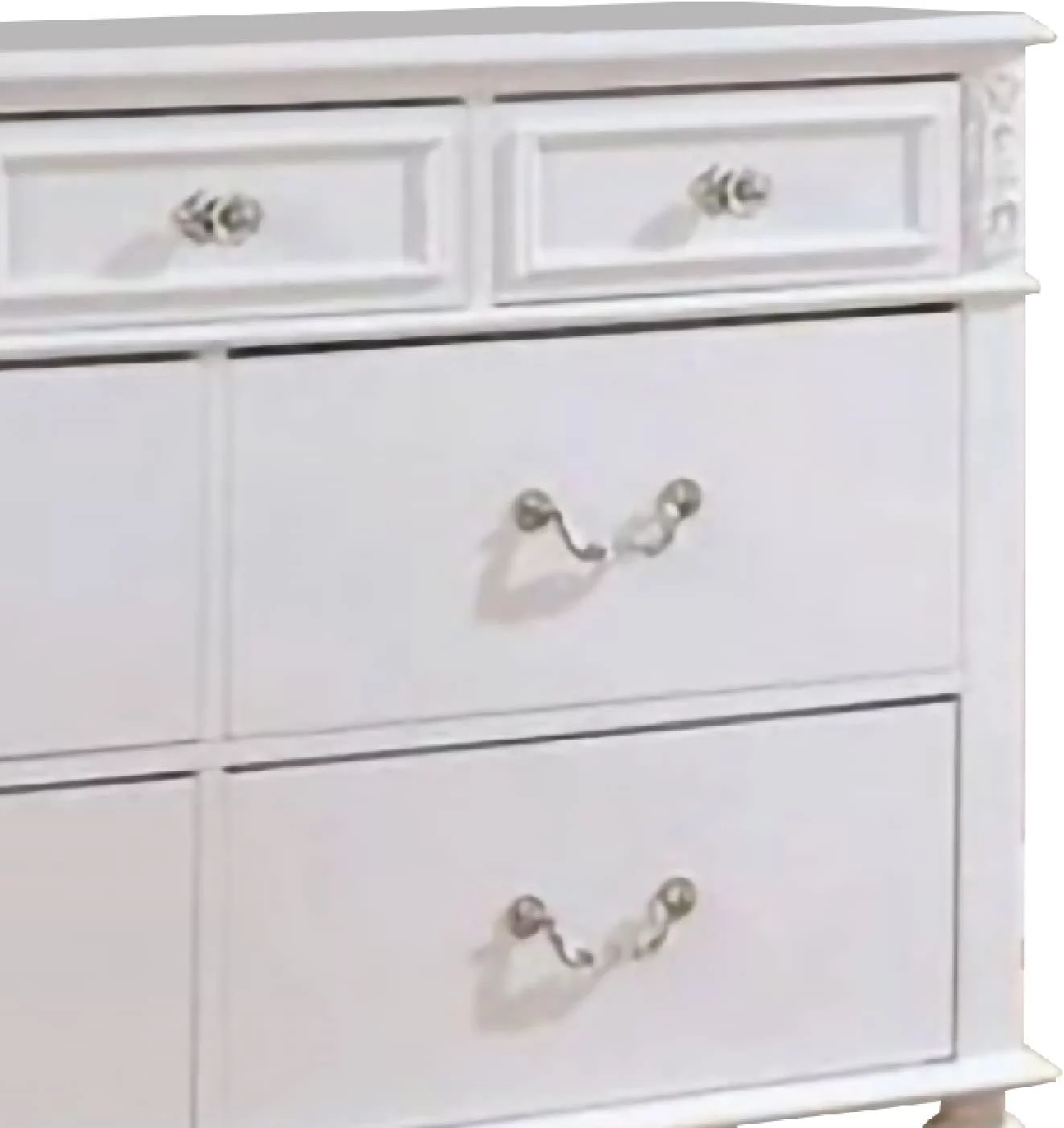 Dresser with 7 Drawers and Crystal Knobs, White