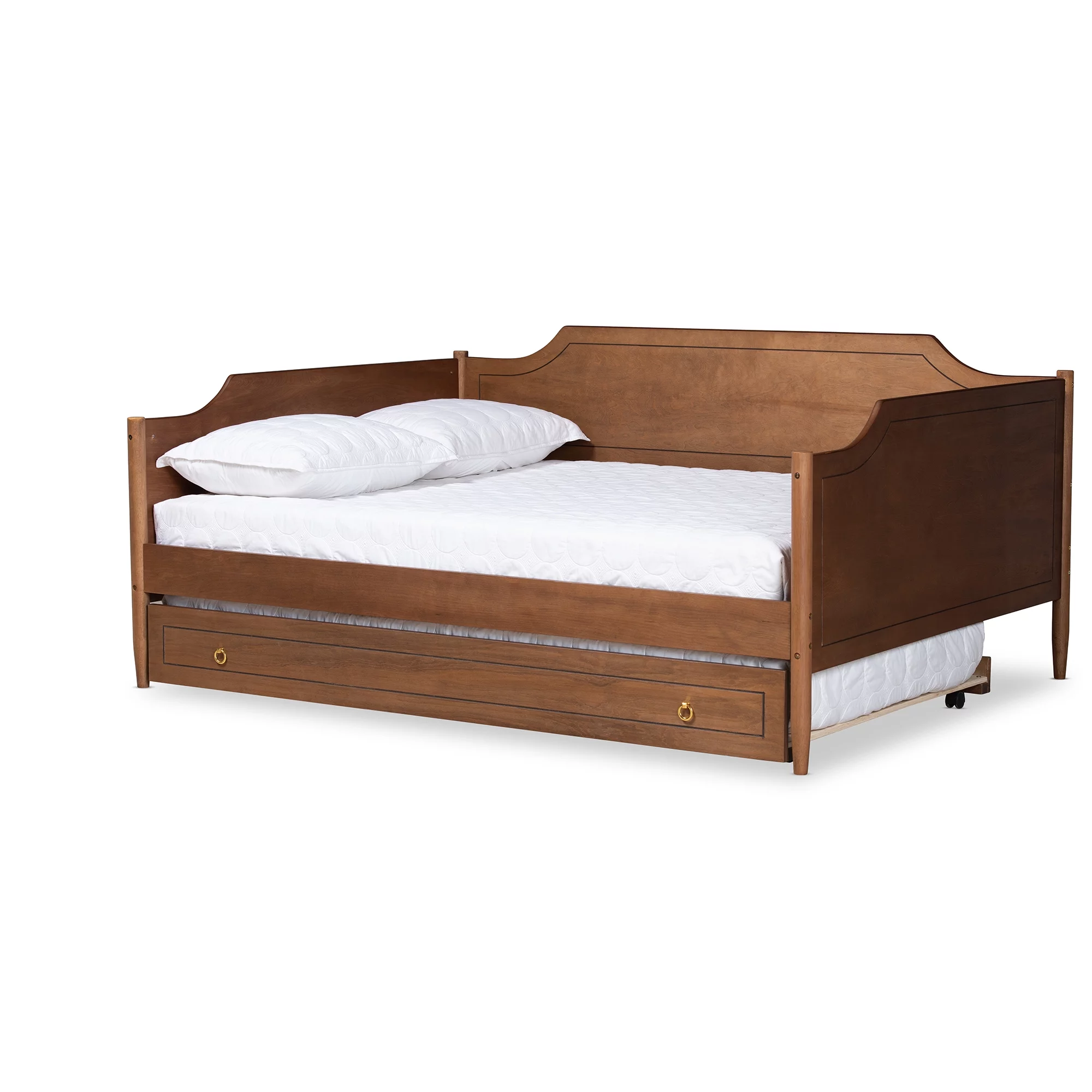 Baxton Studio Alya Traditional Engineered Wood Daybed, Full, Walnut Brown