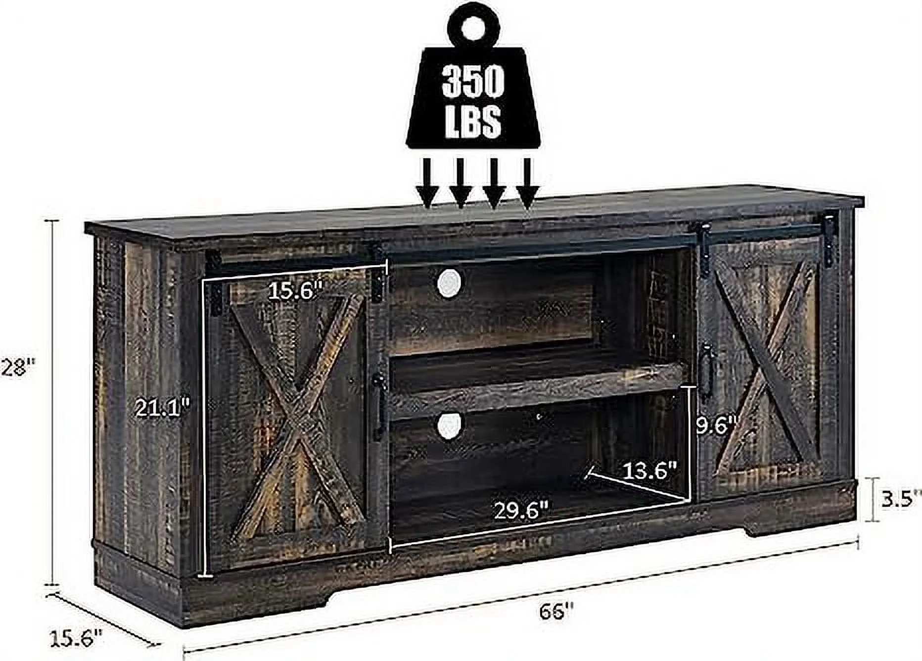 AMERLIFE Farmhouse TV Stand for 75 Inches TVs, 66