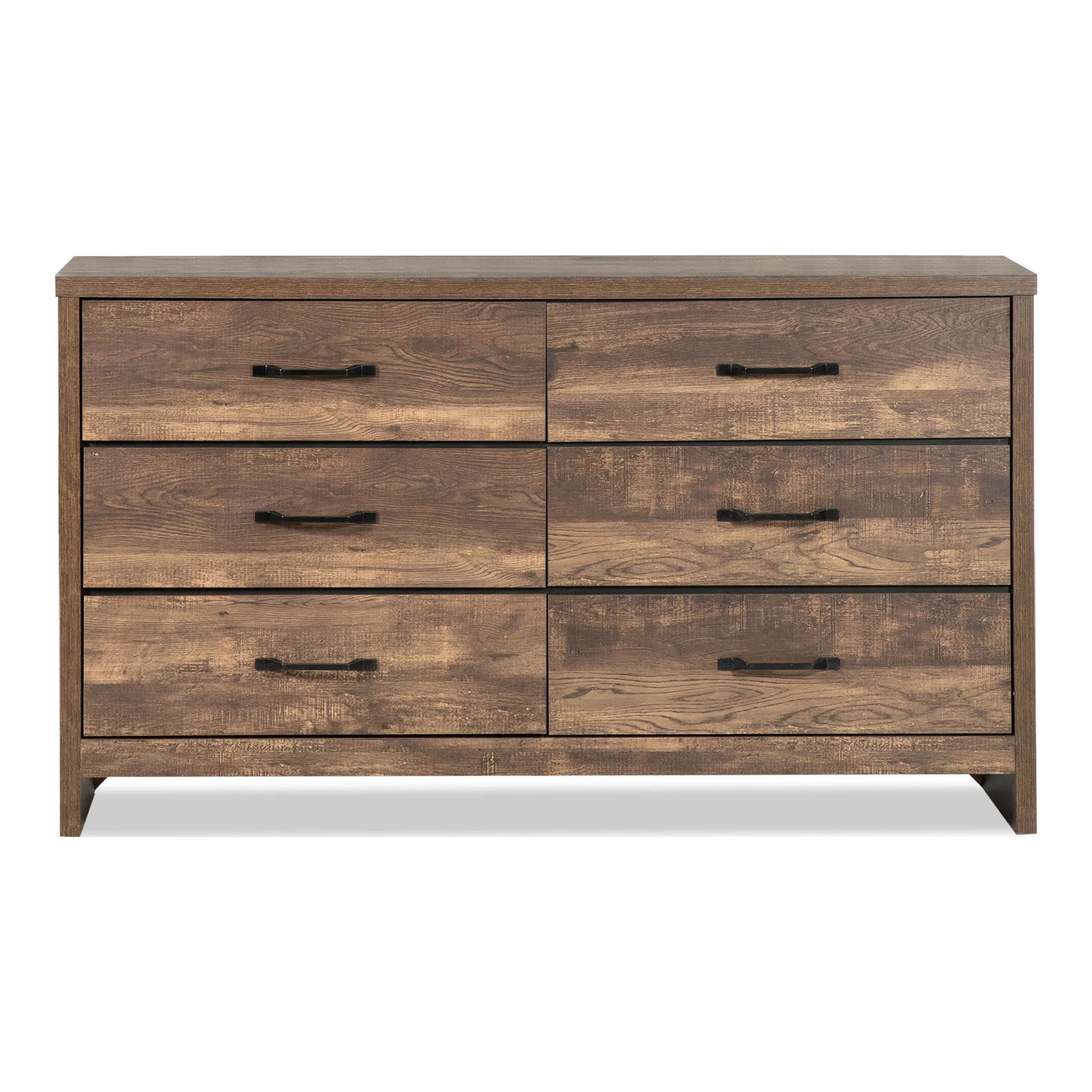 Furniture of America Bend Solid Wood 6-Drawer Dresser, Light Walnut