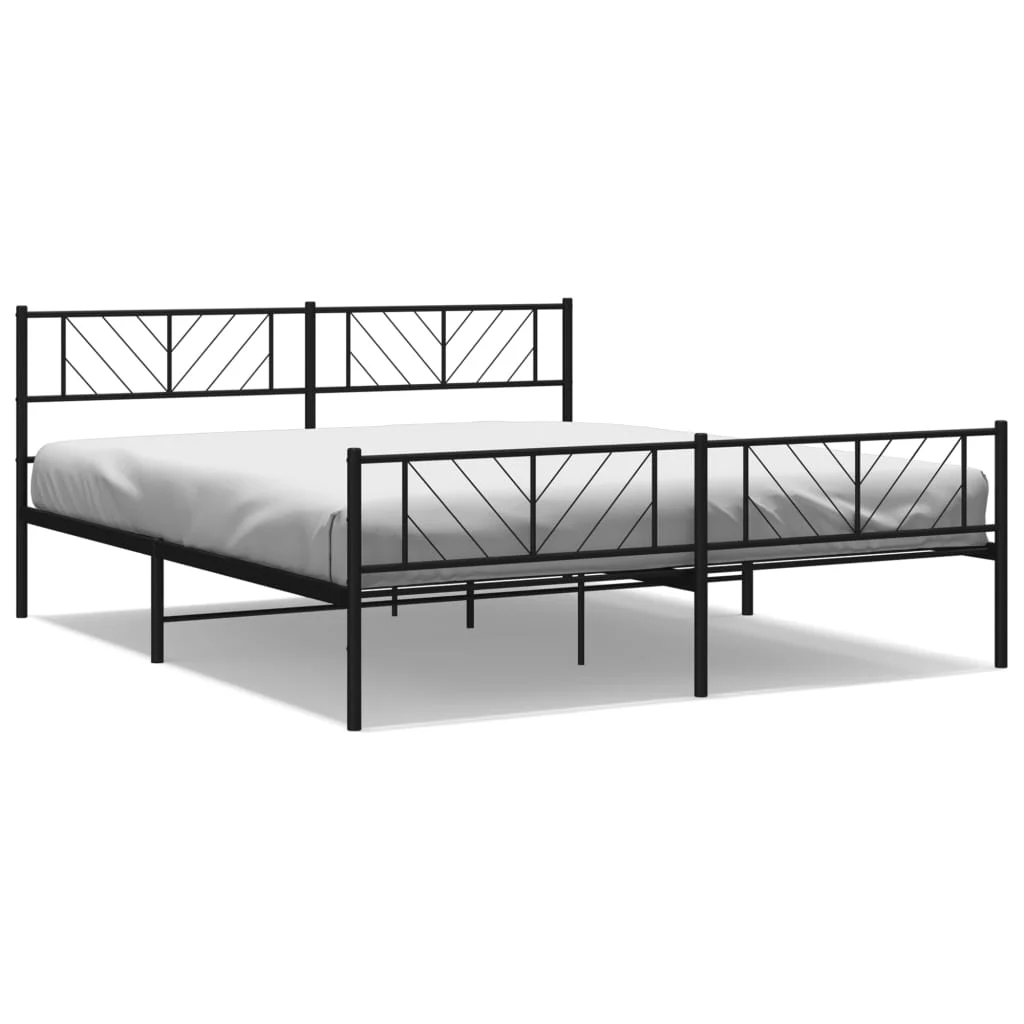 Metal Bed Frame with Headboard and Footboard Black 76