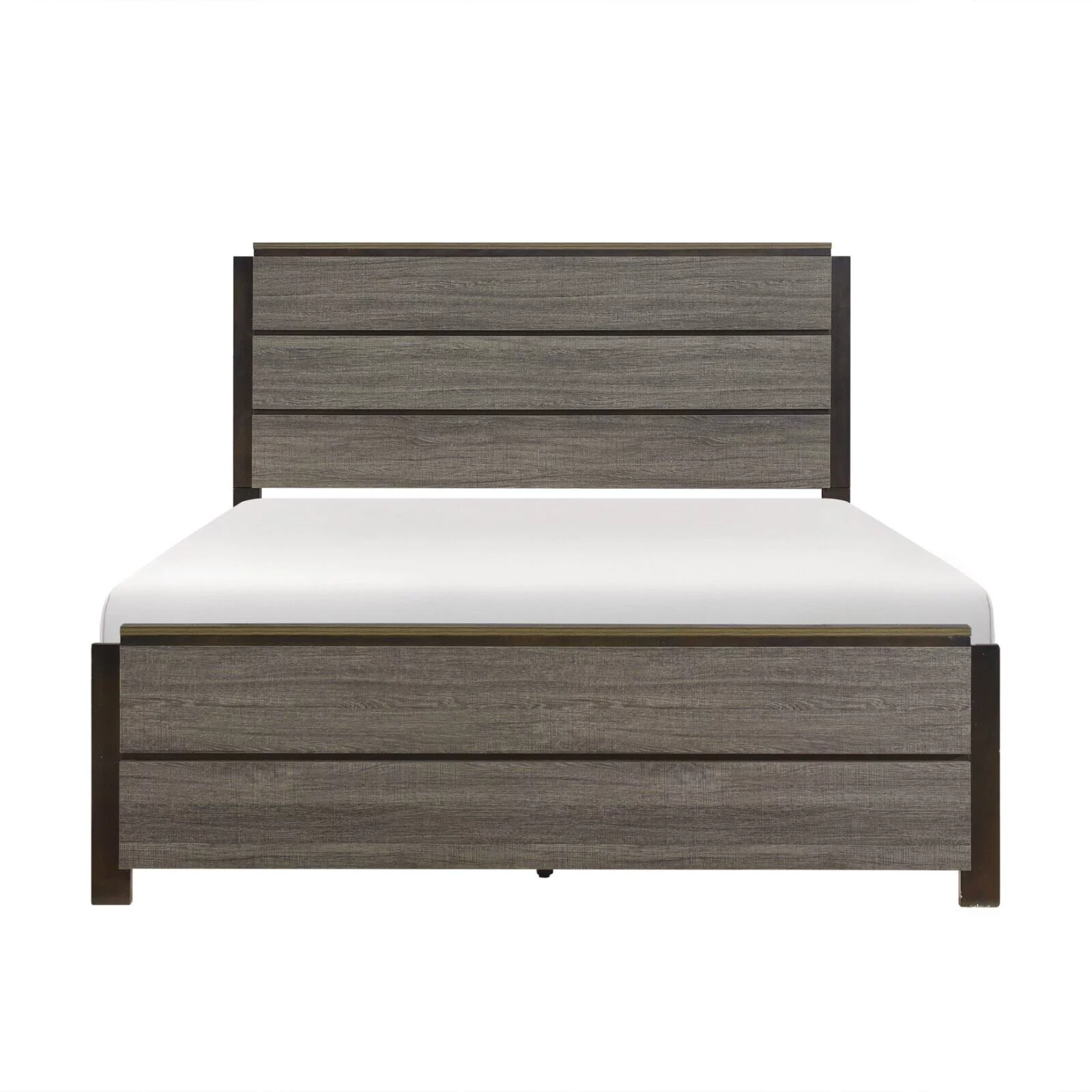Contemporary Style Full Bed 1pc Clean Lines Design Headboard Footboard Dark Brown and Antique Gray Bedroom Furniture