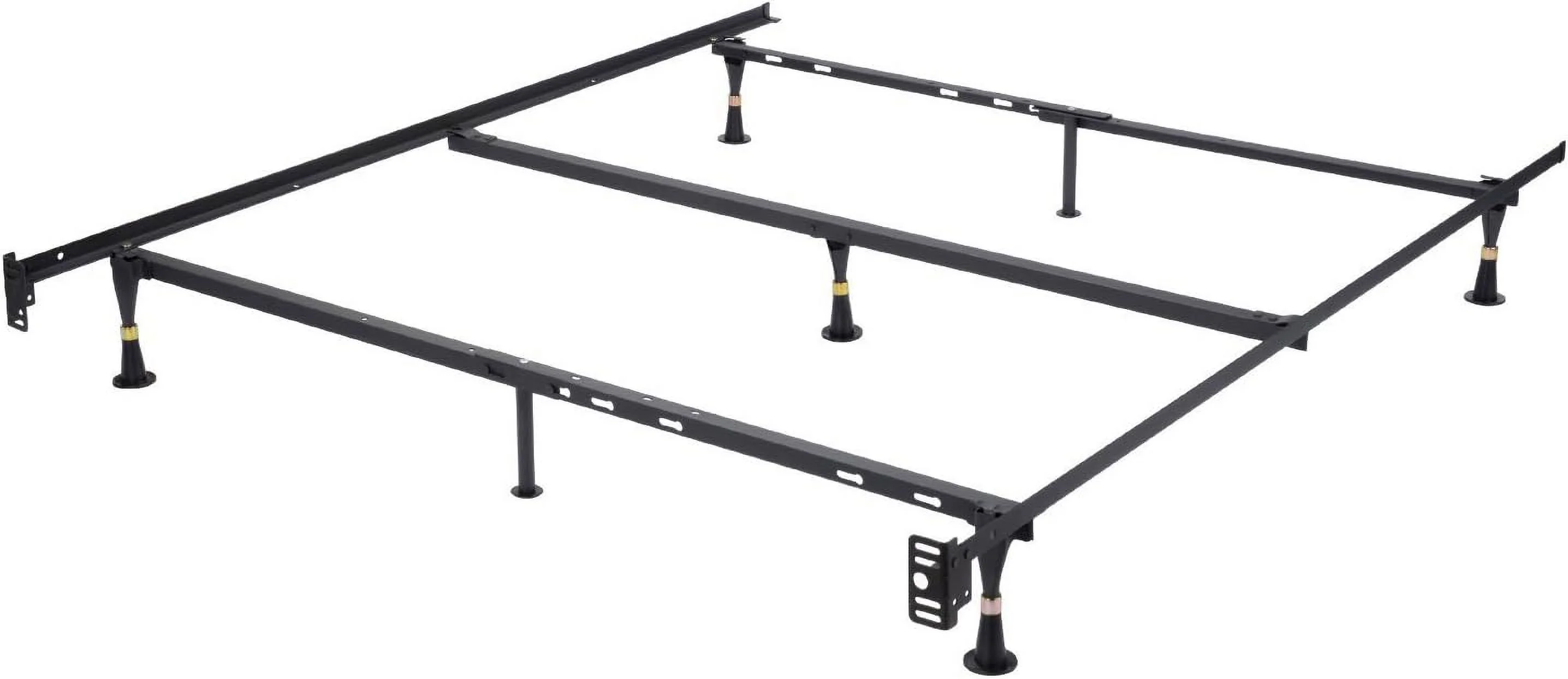 Super Duty 7-Leg Adjustable Metal Bed Frame (Queen, Full, Full XL, , XL) With Center Support Bar, Black