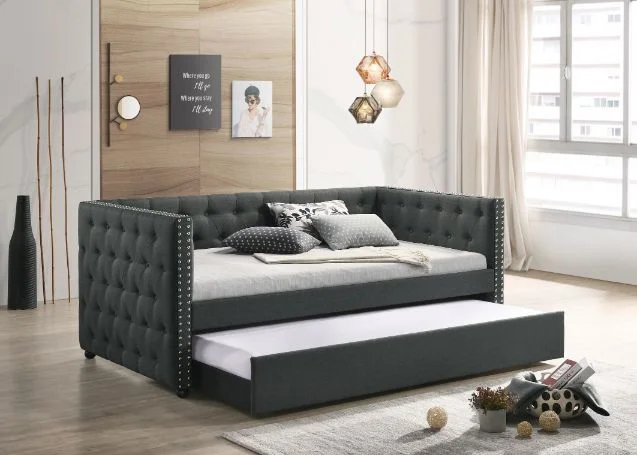 CoSoTower Romona Full Daybed & Twin Trundle, Gray Fabric 39455