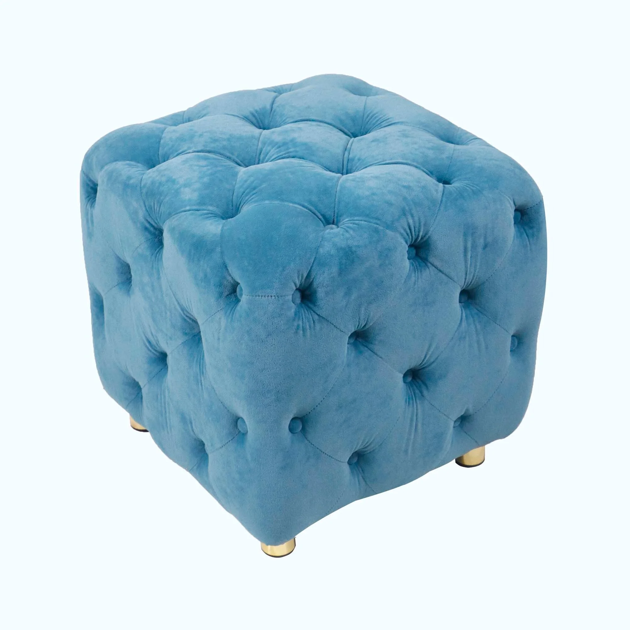 Soft Foot Stool,Dressing Makeup Chair,Upholstered Ottoman Blue