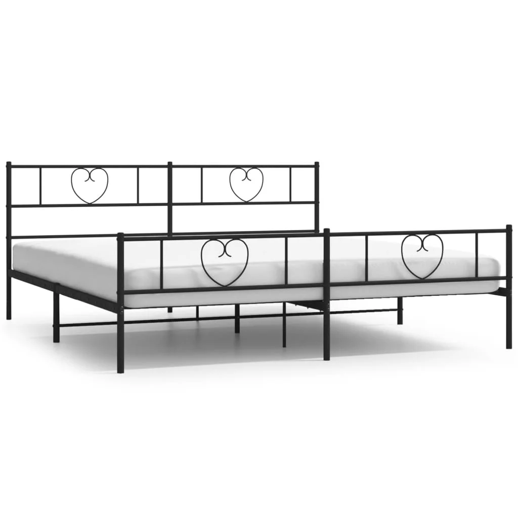 Metal Bed Frame with Headboard and Footboard Black 72