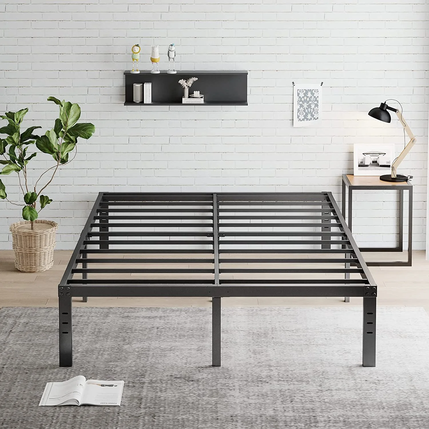 Popular Artimorany Twin-XL Bed-Frame 18 Inch Heavy Duty Metal-Platform 2500lbs Steel Slats Support No Box Spring Needed Noise Free Black