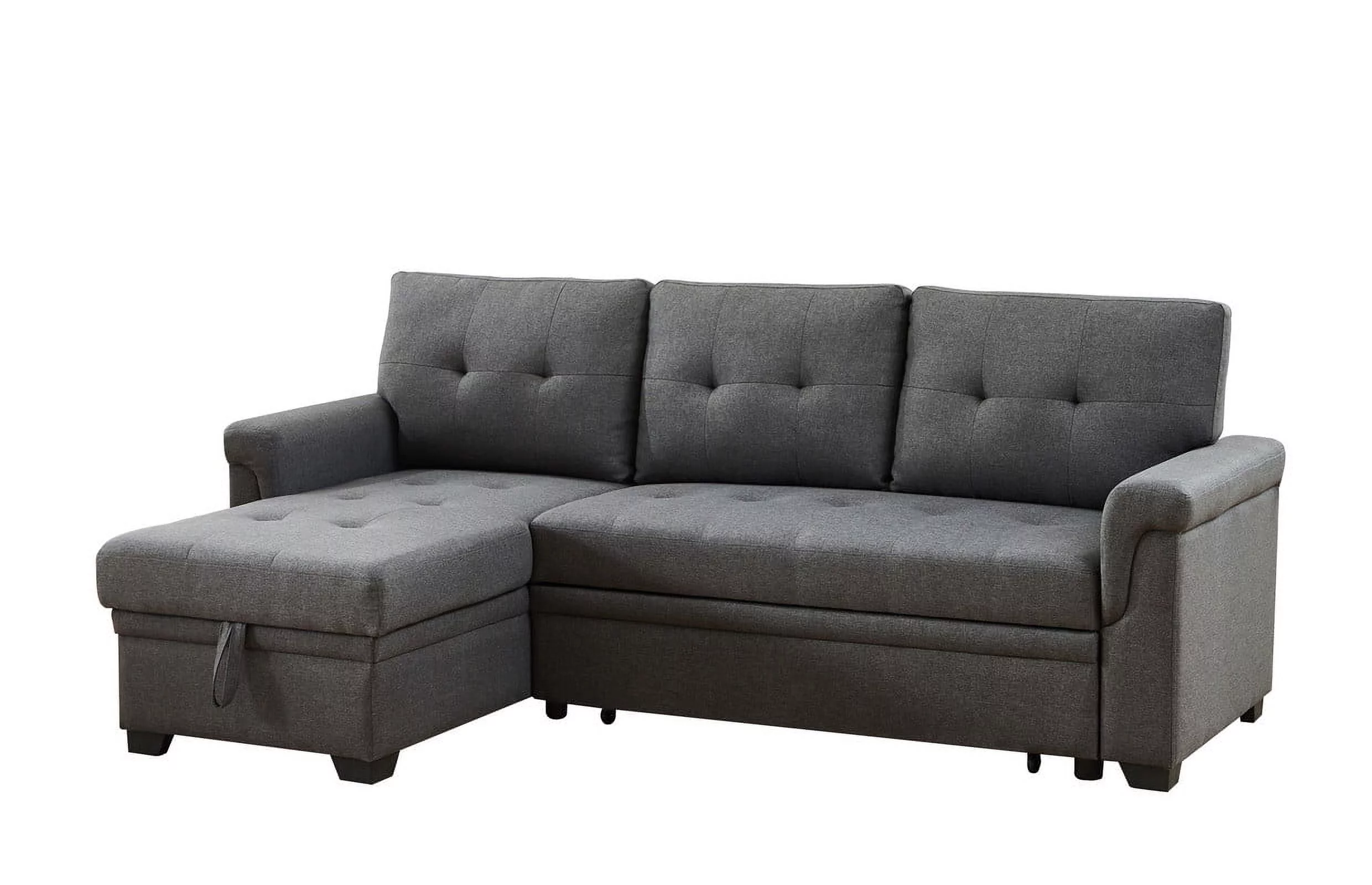 Hunter Dark Gray Fabric Reversible Sleeper Sectional Sofa with Storage Chaise