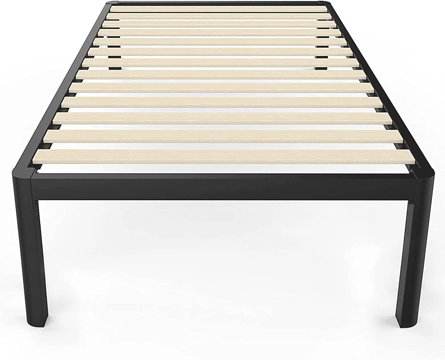 Metal 18 Inch Twin Platform Bed Frame with Anti-Collision Round Legs Black 3500 Lbs Heavy Duty Bed Frame with Wood Slats No Box Spring Needed Easy Assembly