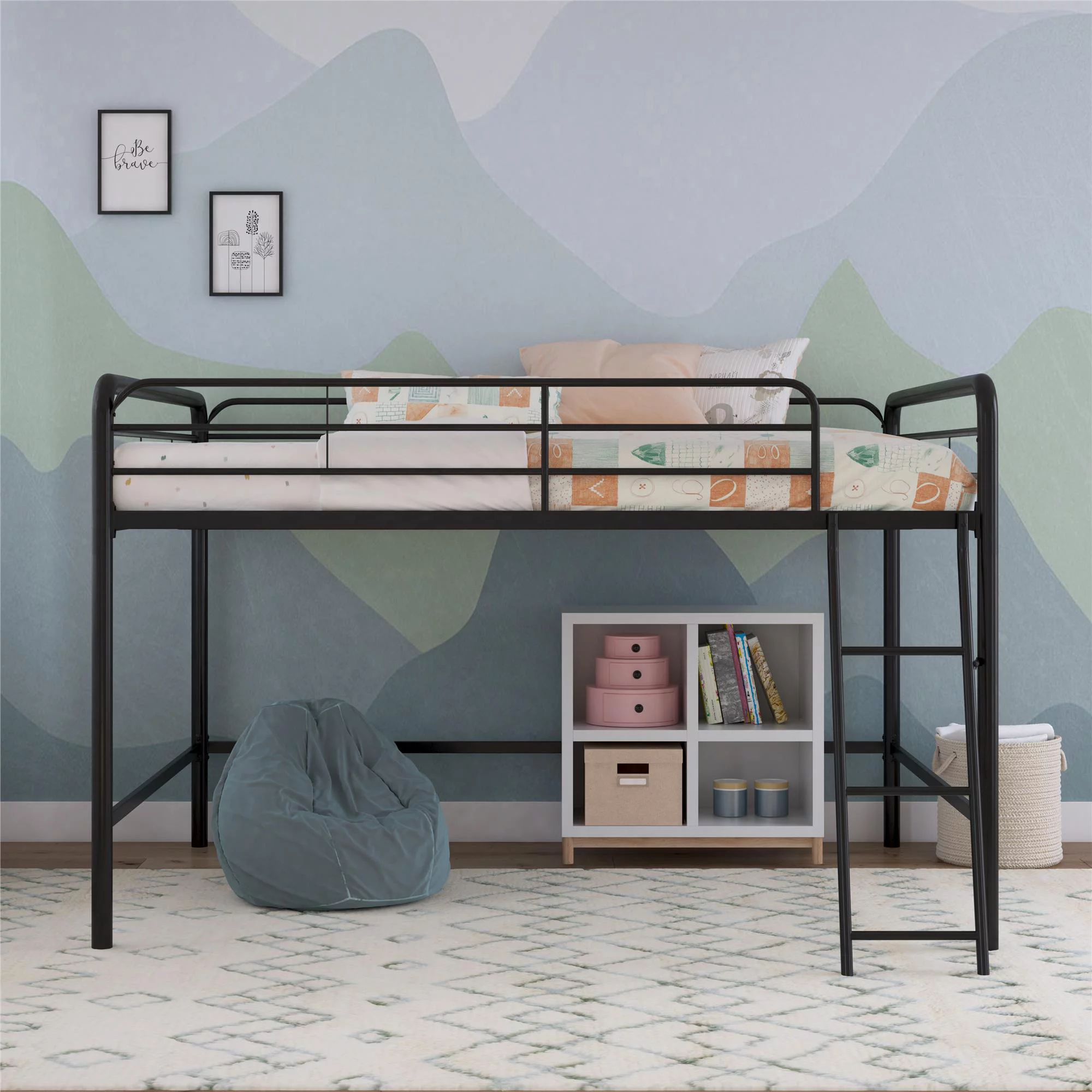 DHP Jett Junior Full Metal Loft Bed, Black