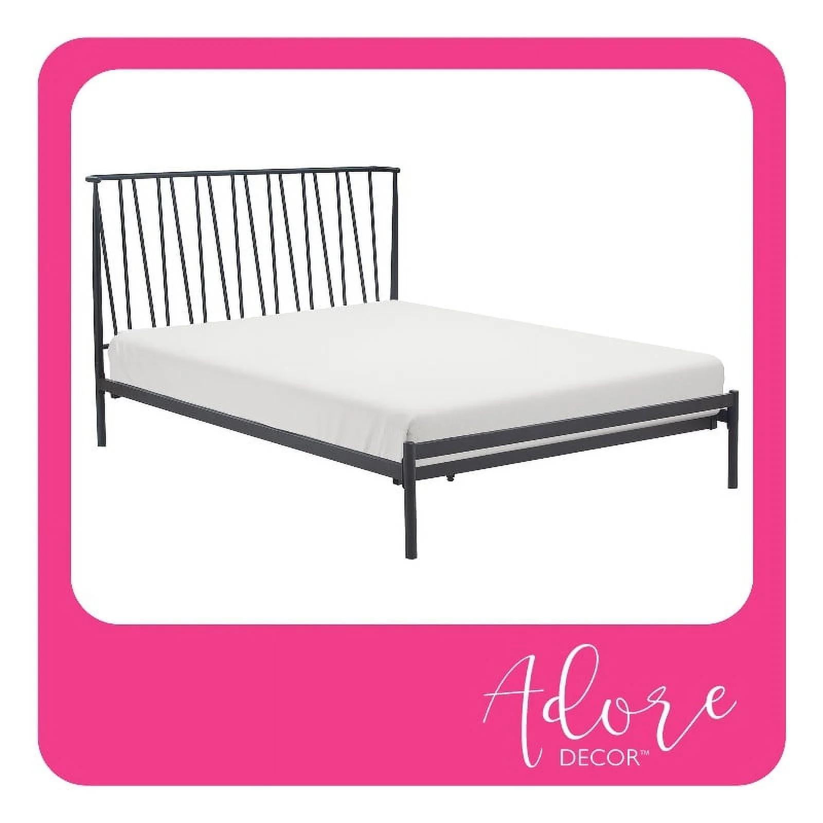 Home Square 3-Piece Set with 2 Side Tables and Metal Queen Bed in Black