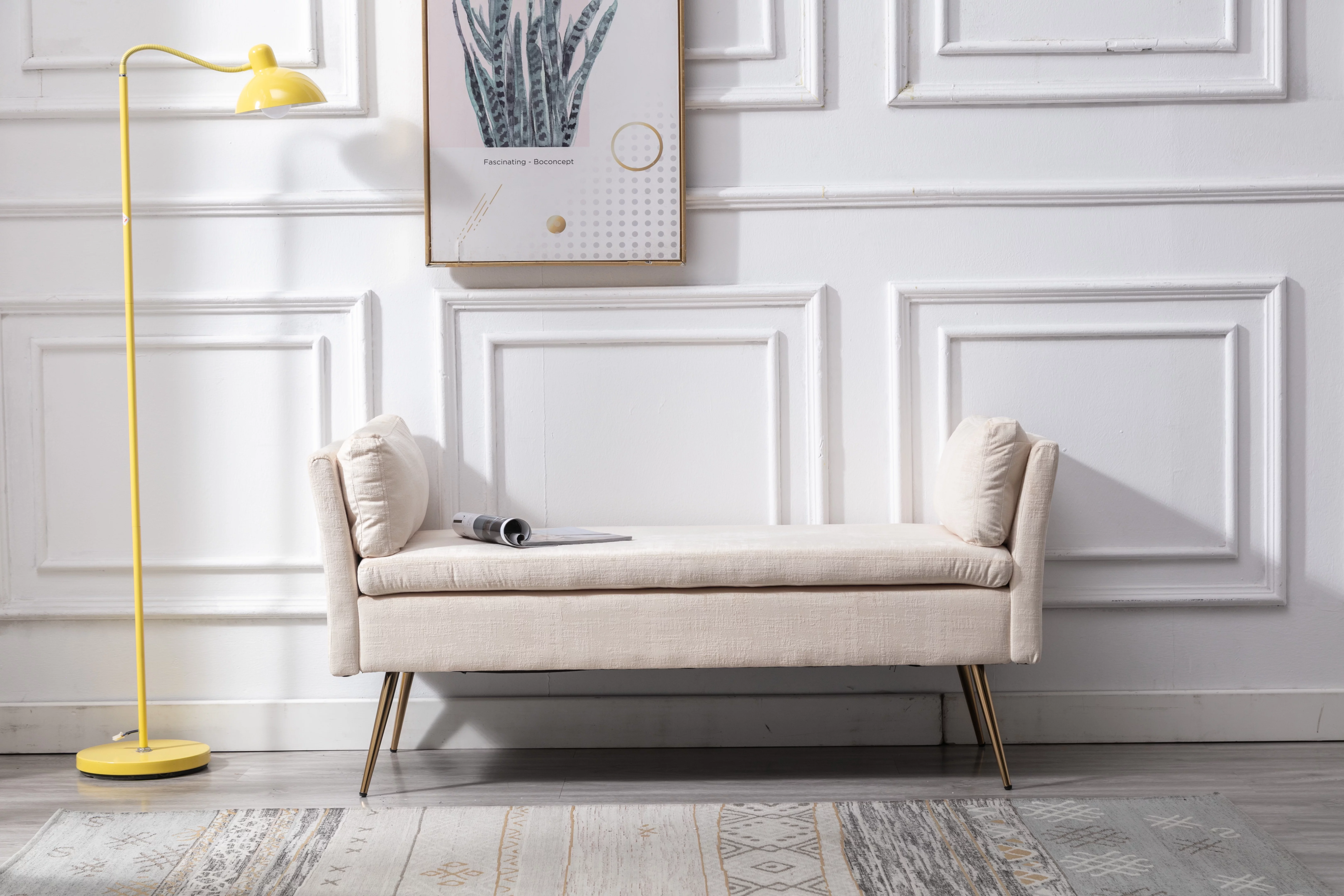 Luccalily Elegant Velvet Bench Ottoman, Upholstered End of Bed Bench for Bedroom, Tufted End of Bed Bench