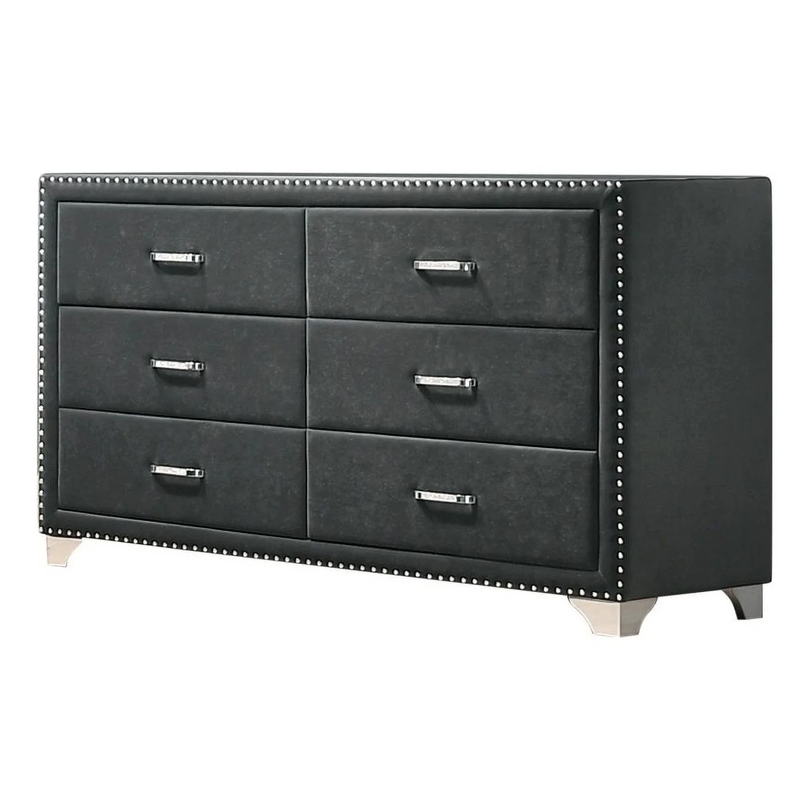Pemberly Row 6-drawer Contemporary Velvet Upholstered Dresser in Gray