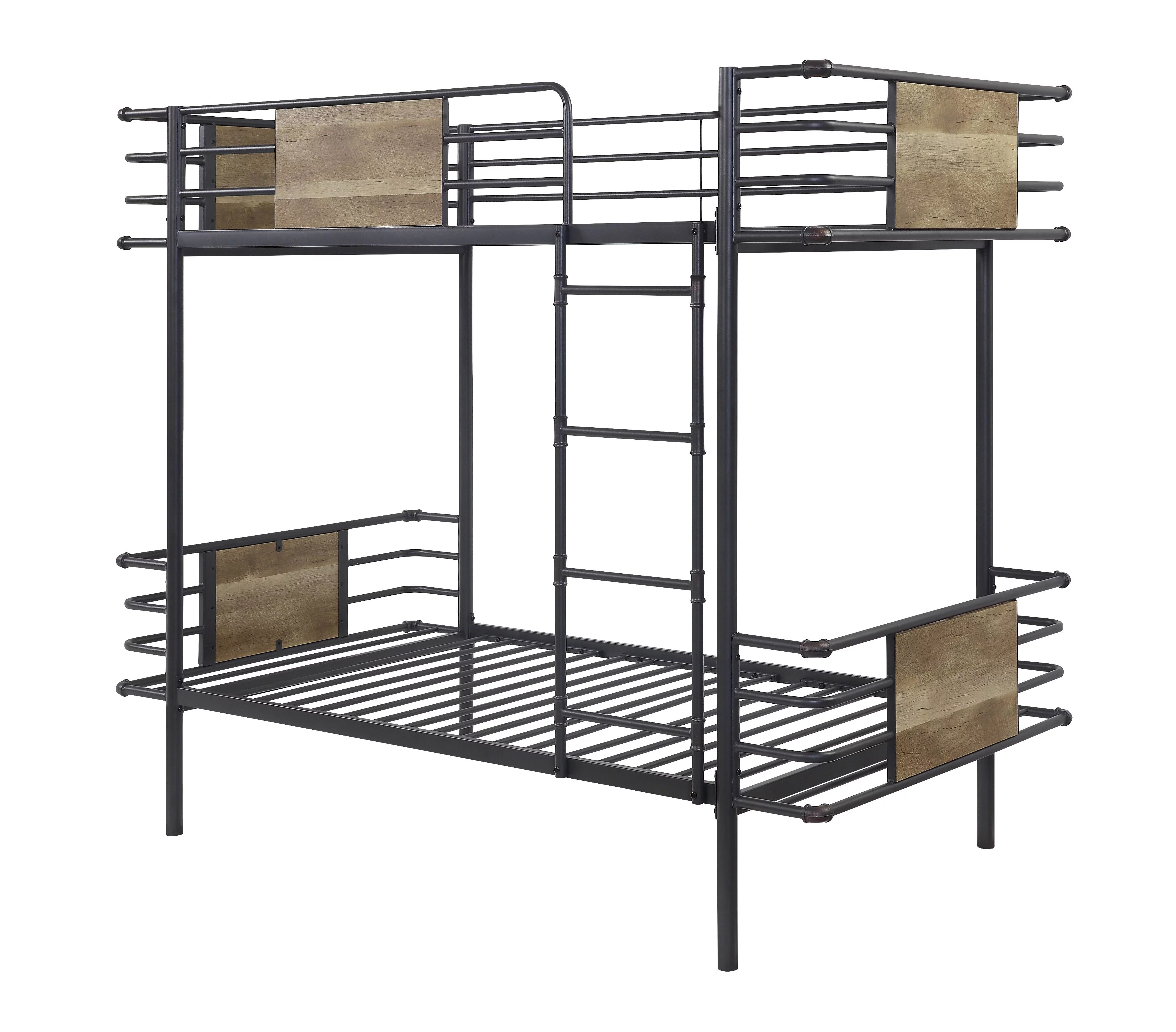 ACME Deliz Metal Frame Twin/Twin Bunk Bed in Sandy Gray