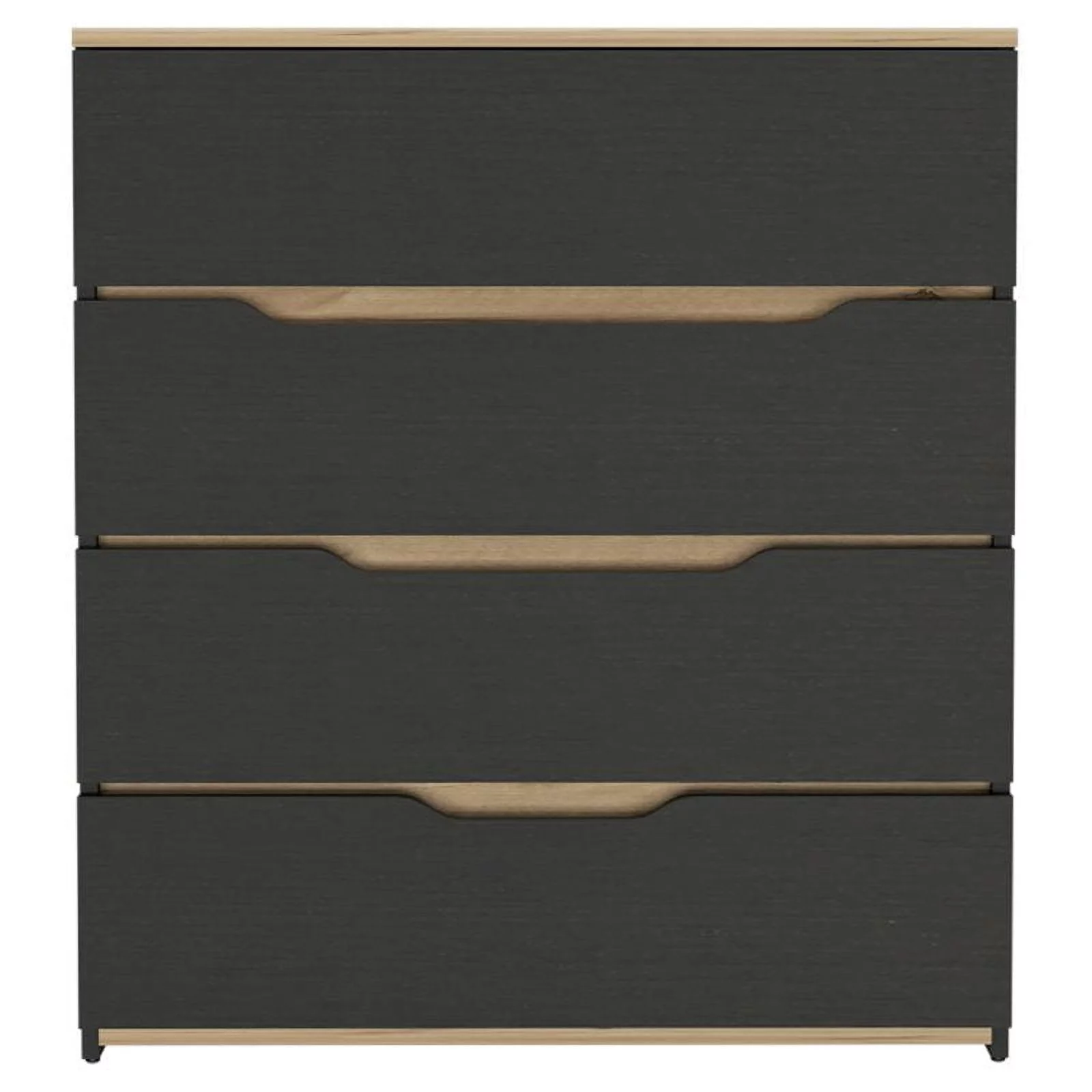 Atlin Designs Modern 4-Drawer Wood Bedroom Dresser in Black/Light Oak