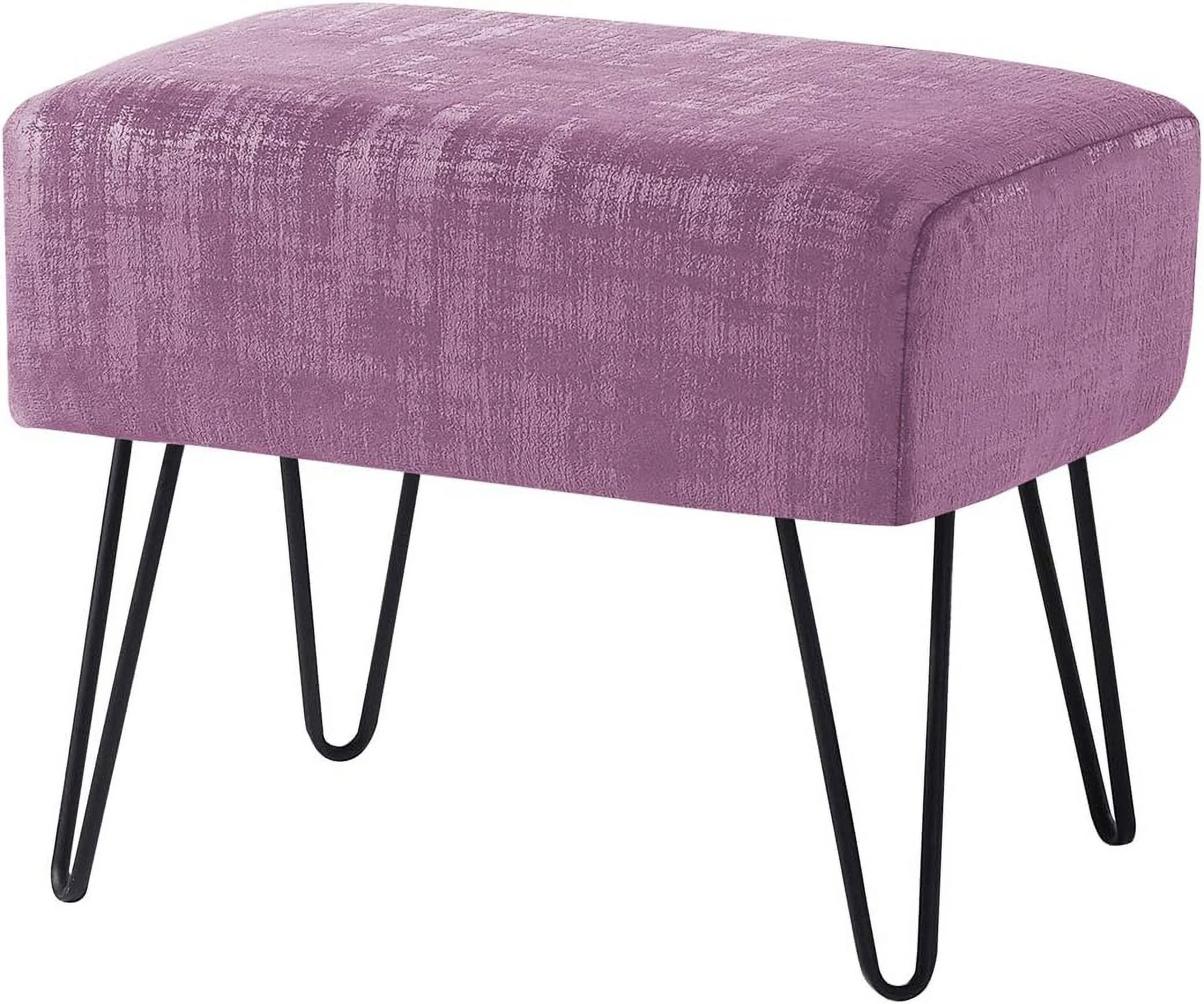 Purple Textured Velvet Ottoman, Mauve s, 19'' X 13'' X 17'' H, Fuzzy Entry Way Ottoman Bench Living Room Bedroom End Of Bed Decorative Makeup Stool Foot Rest Chair Home Décor