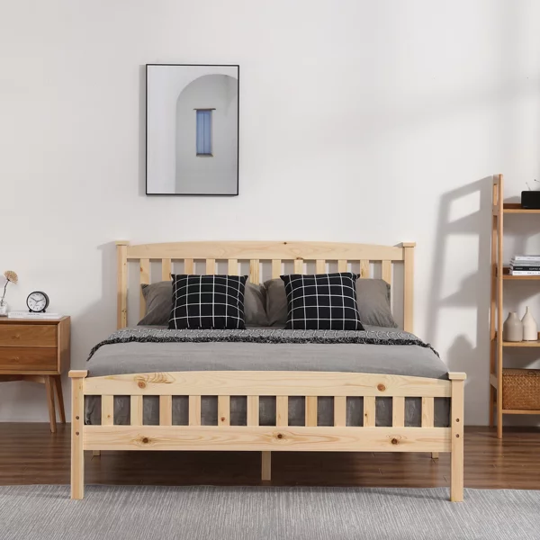 HONGFENGDZ Platform Bed Frame Luxurious Wood Solid Wood Base No Box Spring Required Queem 57.3x78.9x39.2 Inches