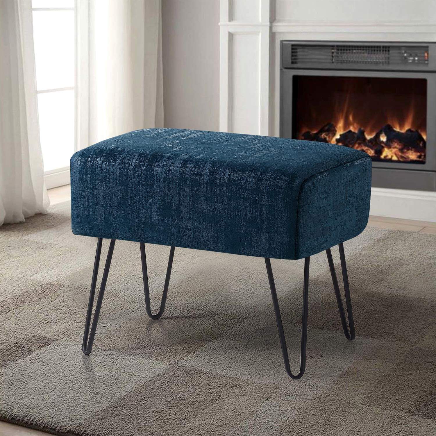 Textured Velvet Ottoman, 19