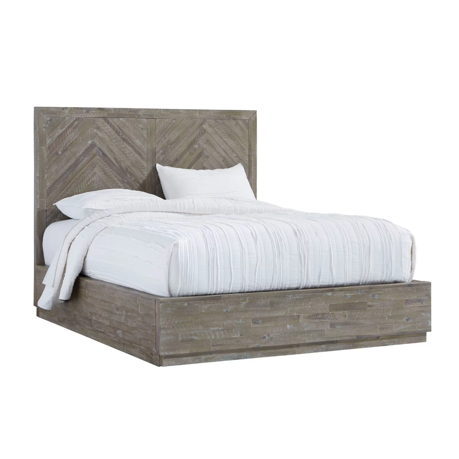 Modus Herringbone 5 PC Full Storage Bedroom Set w Chest in Rustic Latte