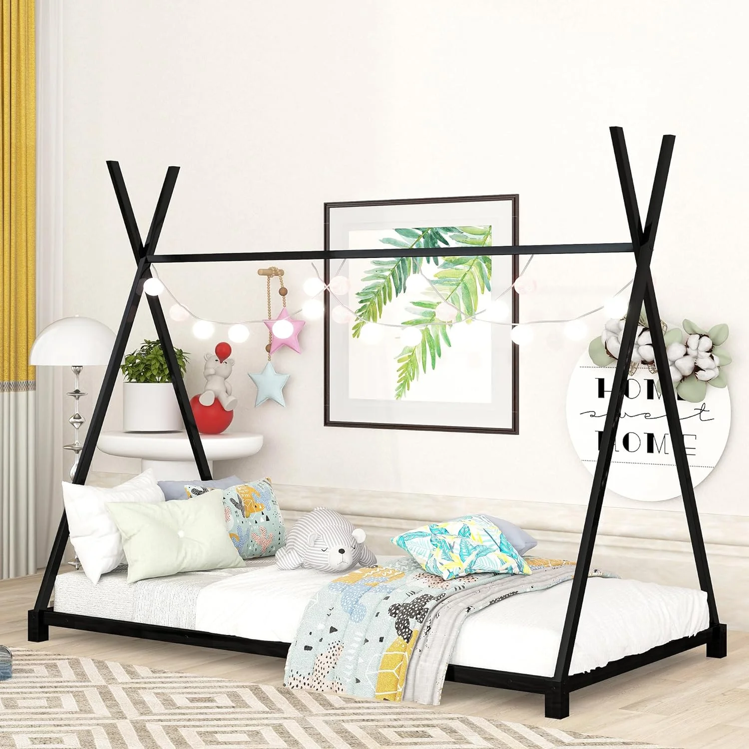 Full House Beds Metal Teepee Bed Frame, Full Size Montessori Bed, Playhouse Bed For Kids Boys Girls Teens