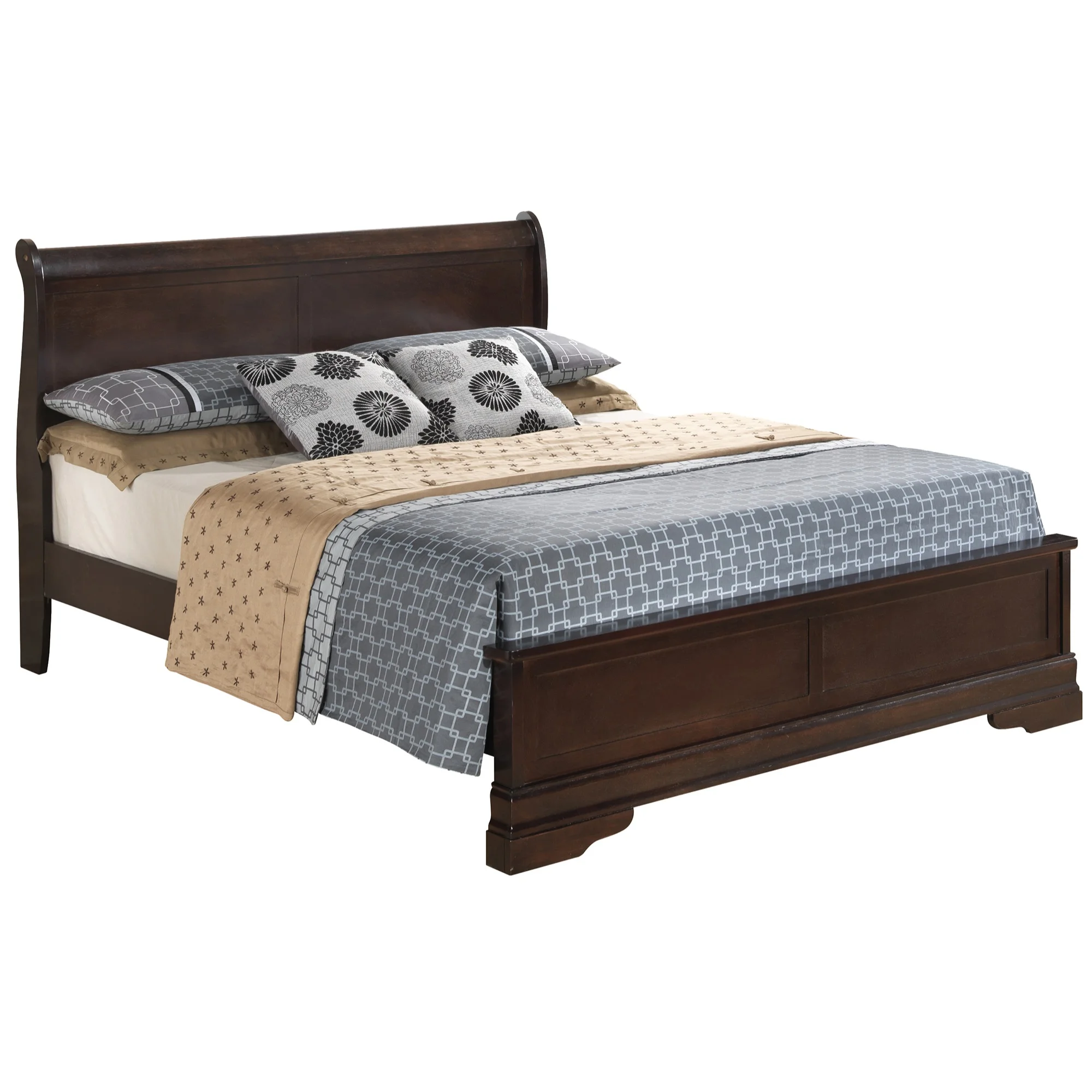 Passion Furniture PF-G3125E-FB3 Louis Philippe Panel Bed, Cappuccino - Full Size