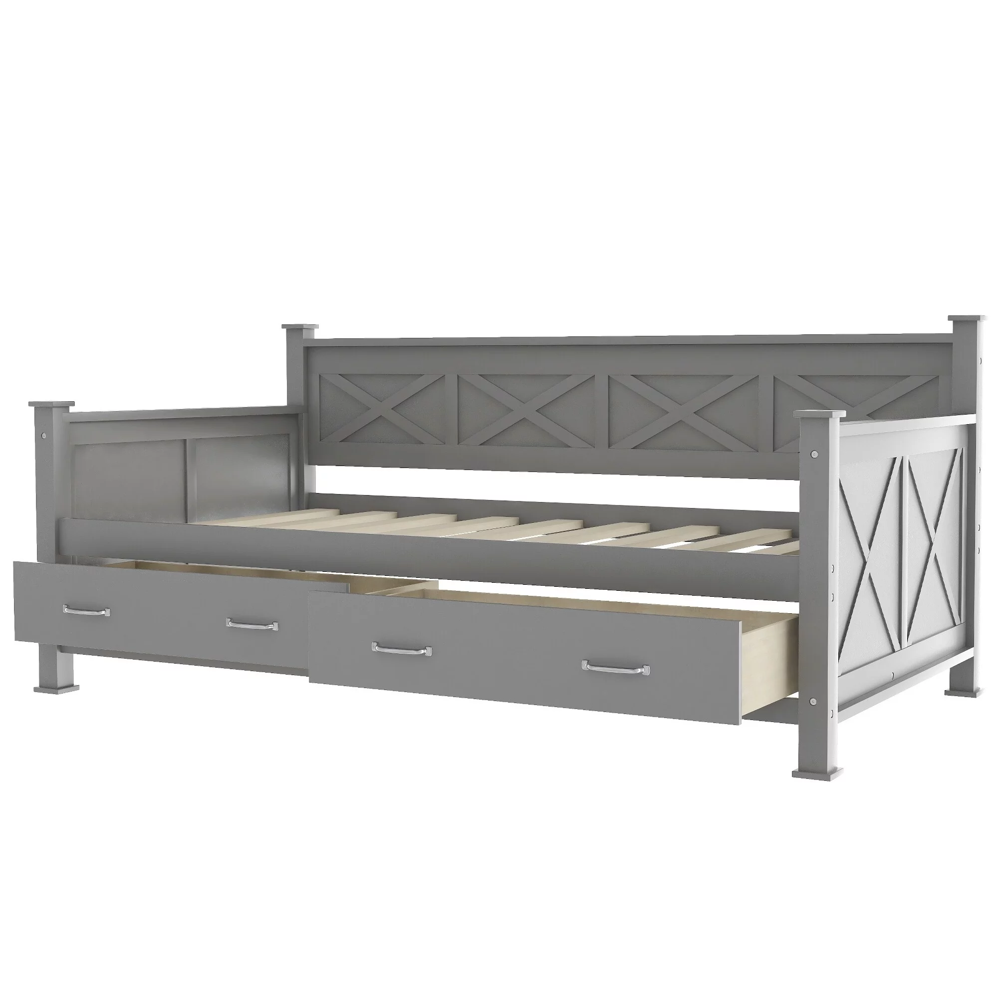 Solid Wood Twin Daybed with 2 Large Drawers, Rustic Design