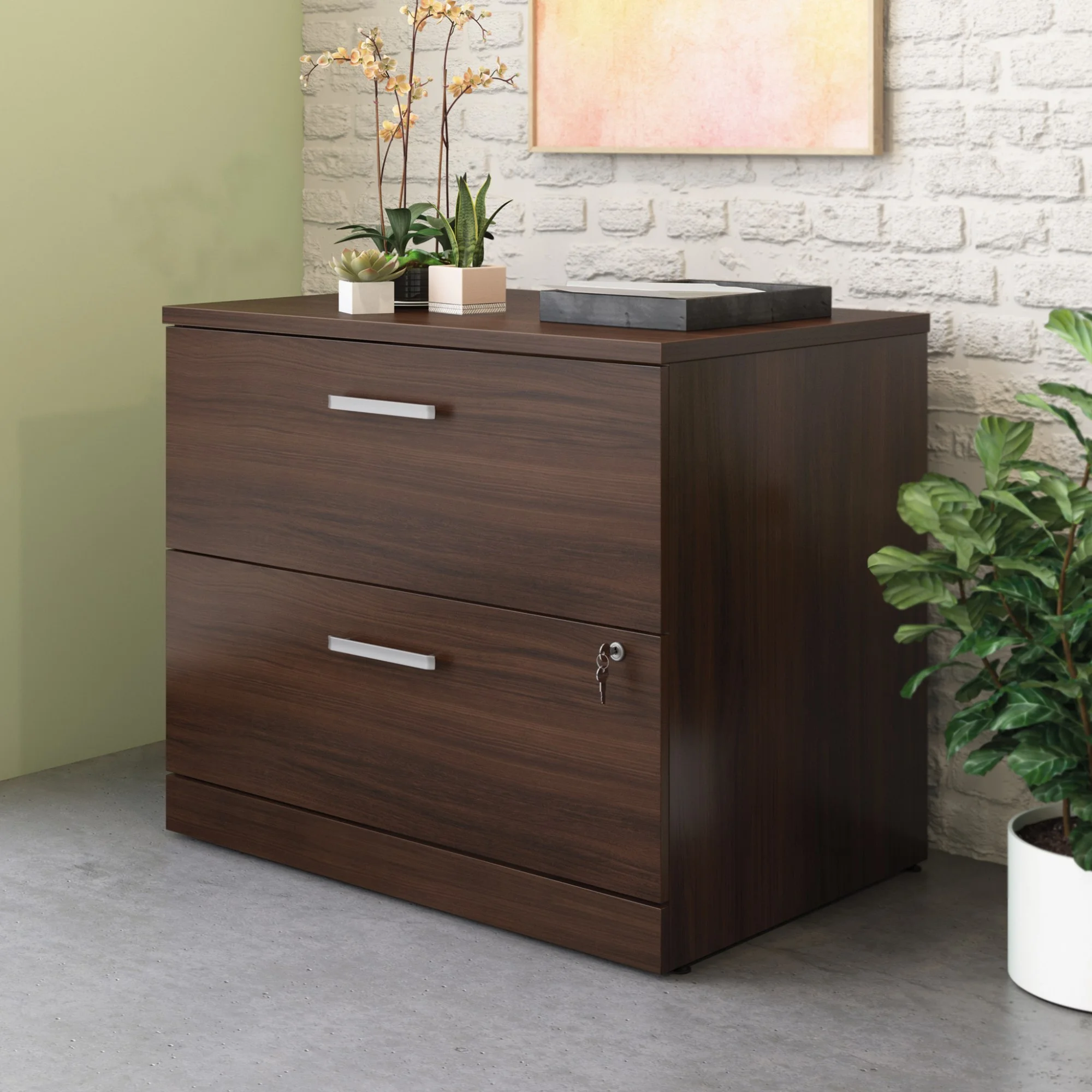 Sauder Affirm Engineered Wood Lateral Filing Cabinet in Noble Elm/Brown