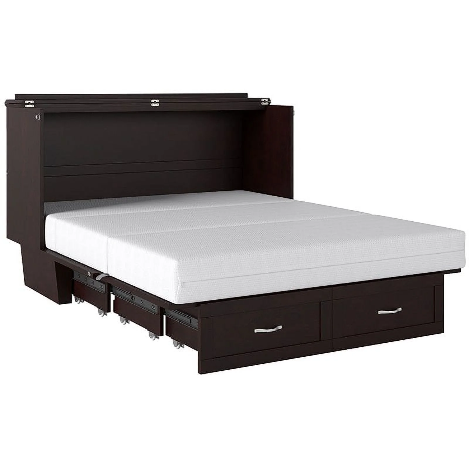 Atlin Designs Mid-Century Solid Wood Queen Murphy Bed Chest in Espresso